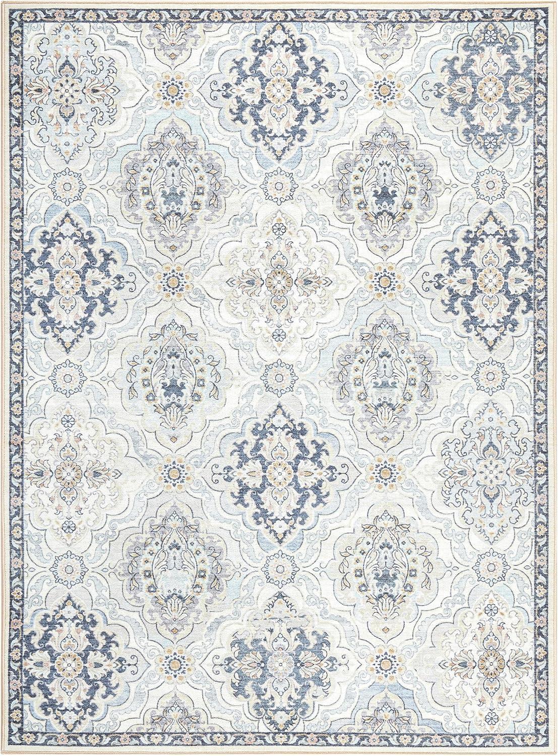 Town & Country Everyday Avani Medallion Everwash Washable Non-Slip Backing Area Rug Gray