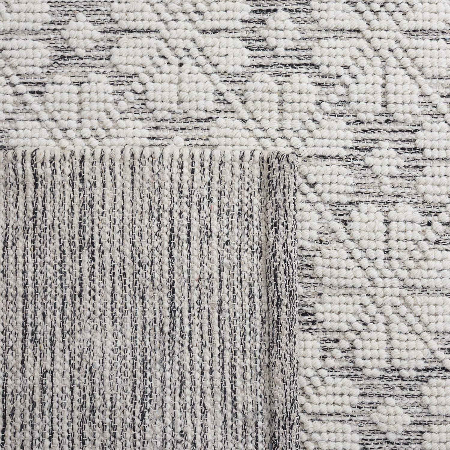SAFAVIEH Vermont Orval Geometric Floral Wool Area Rug, Ivory/Grey, 6' x 9'