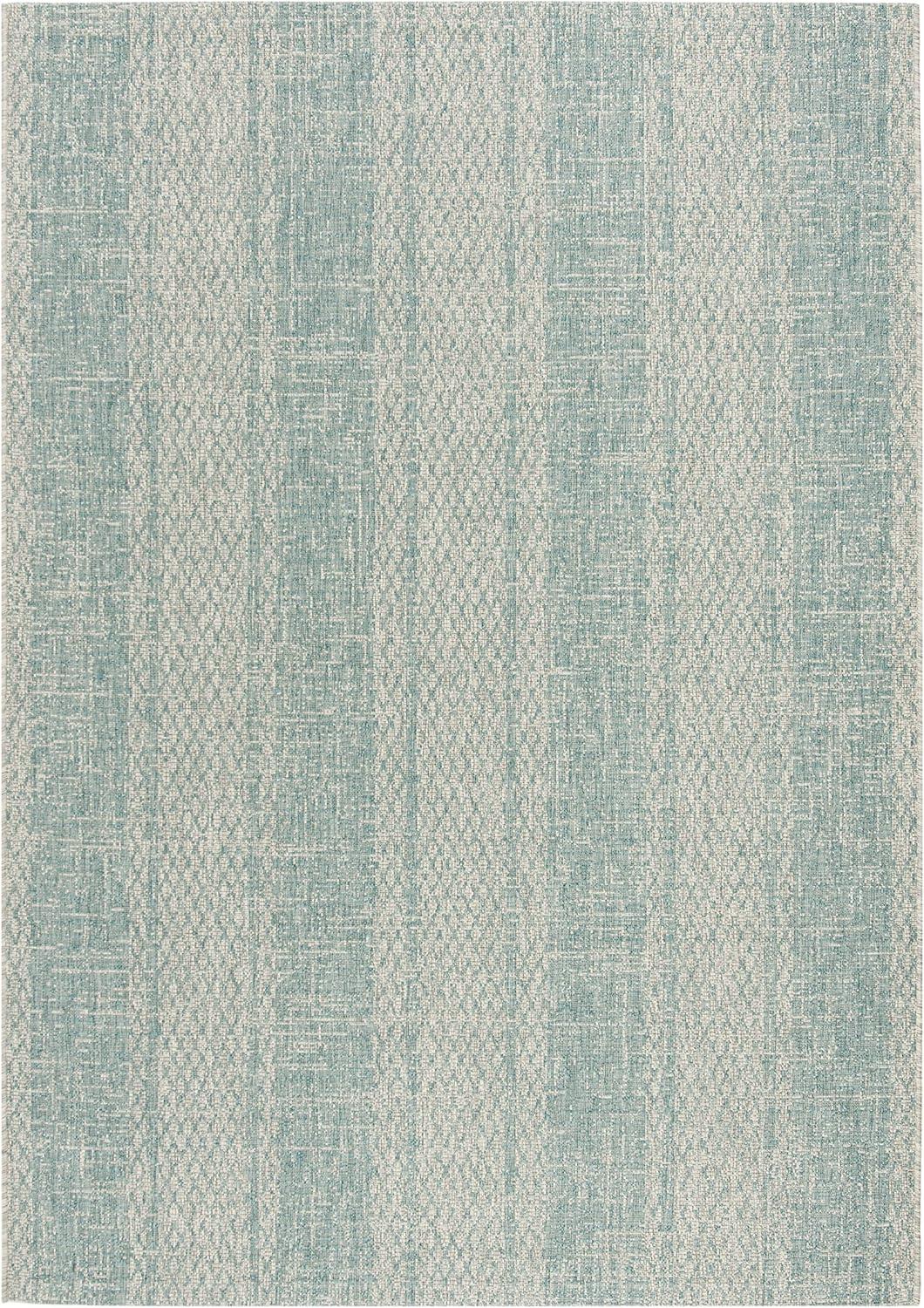 Courtyard CY8736 Power Loomed Indoor and Outdoor Area Rug - Light Grey/Aqua - 4'x5'7" - Safavieh