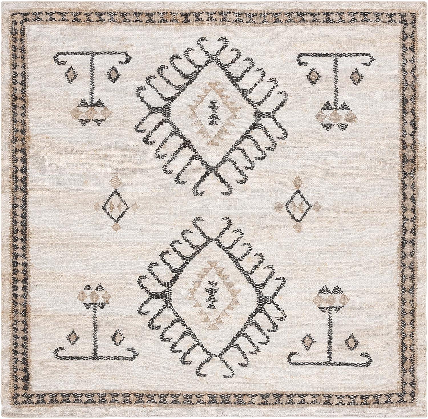 Kilim KLM762 Flat Weave Accent Rug - Ivory/Black - 3'x3' - Safavieh