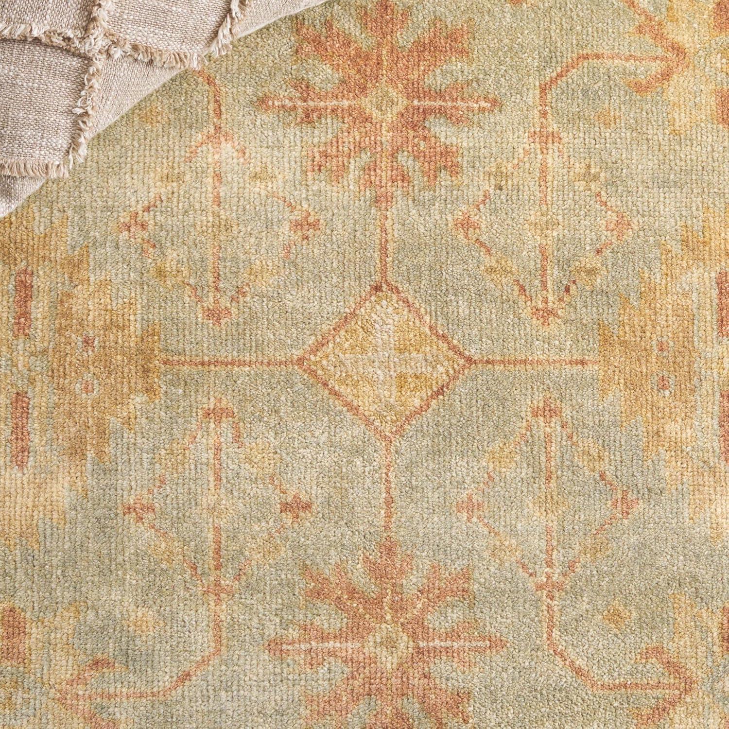 Oushak OSH141 Hand Knotted Area Rug - Soft Green/Ivory - 4'x6' - Safavieh.