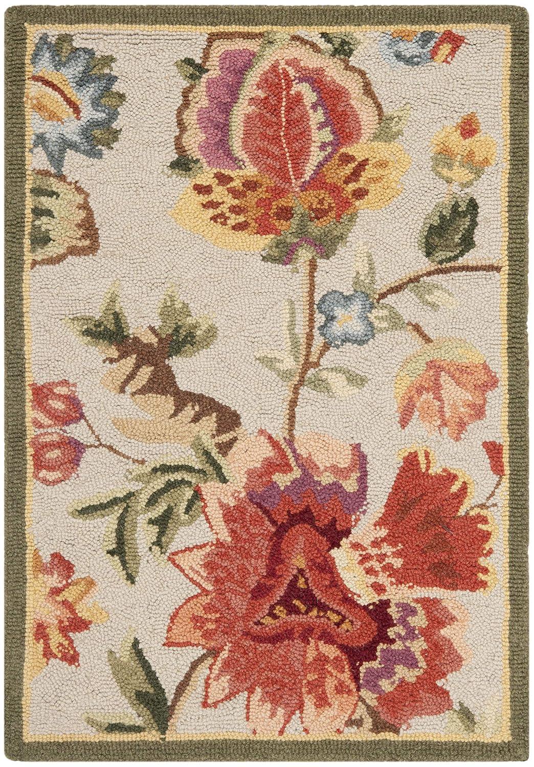 SAFAVIEH Chelsea Hayleigh Floral Wool Area Rug, Ivory, 2'6" x 4'