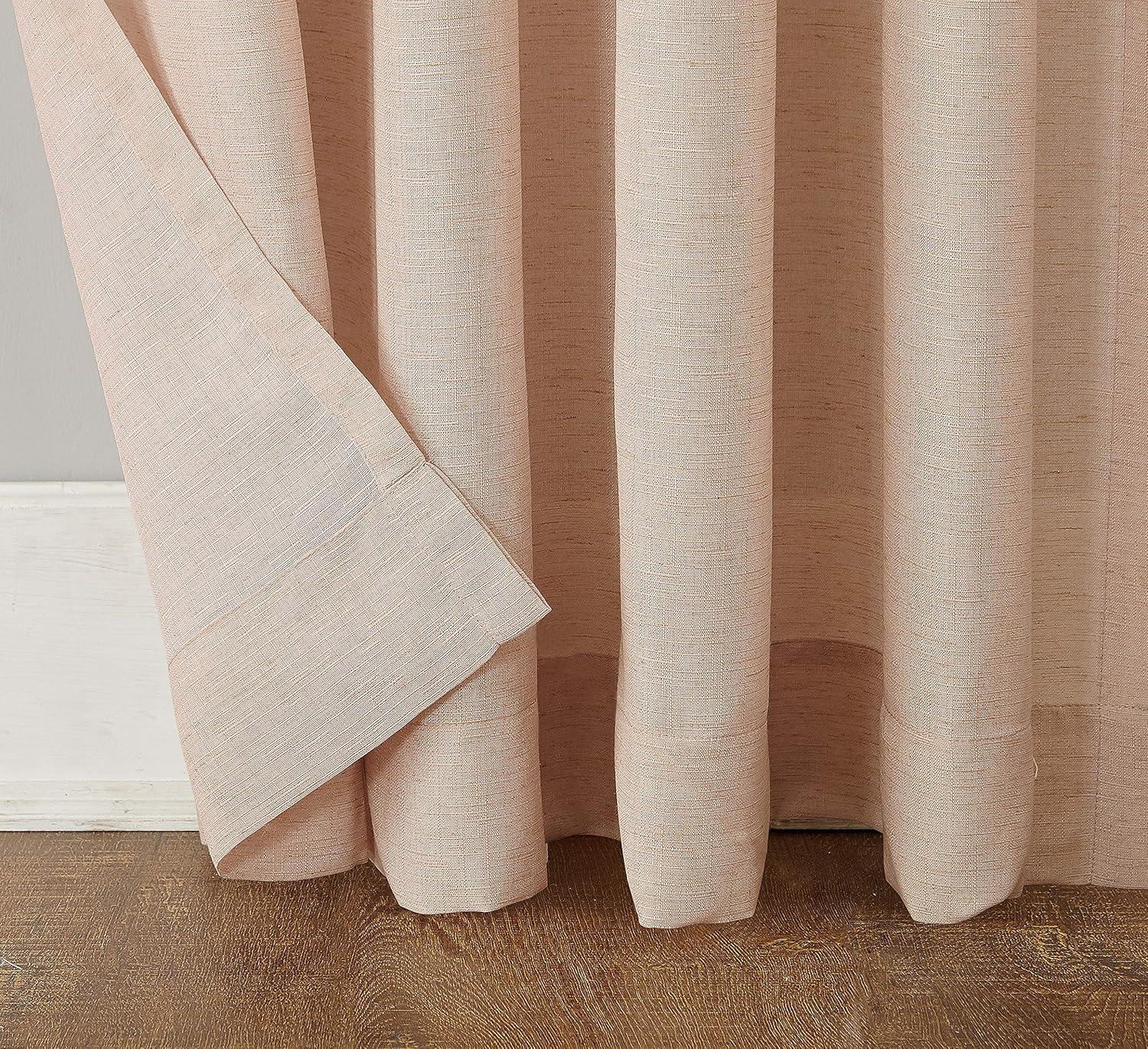 54"x63" No. 918 Light Filtering Semi-Sheer Amalfi Rod Pocket Curtain Panel Blush: Linen Sheer Curtain Panels, Modern Decor