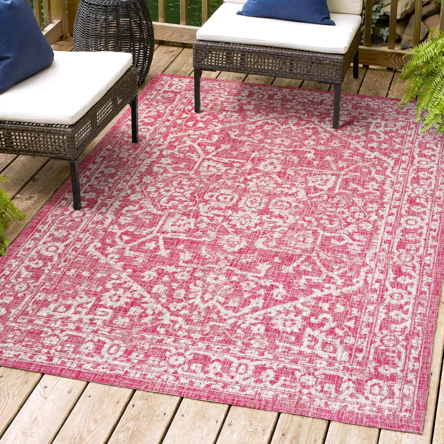 Malta Bohemian Inspired Medallion Textured Weave Indoor/Outdoor Area Rug - JONATHAN Y