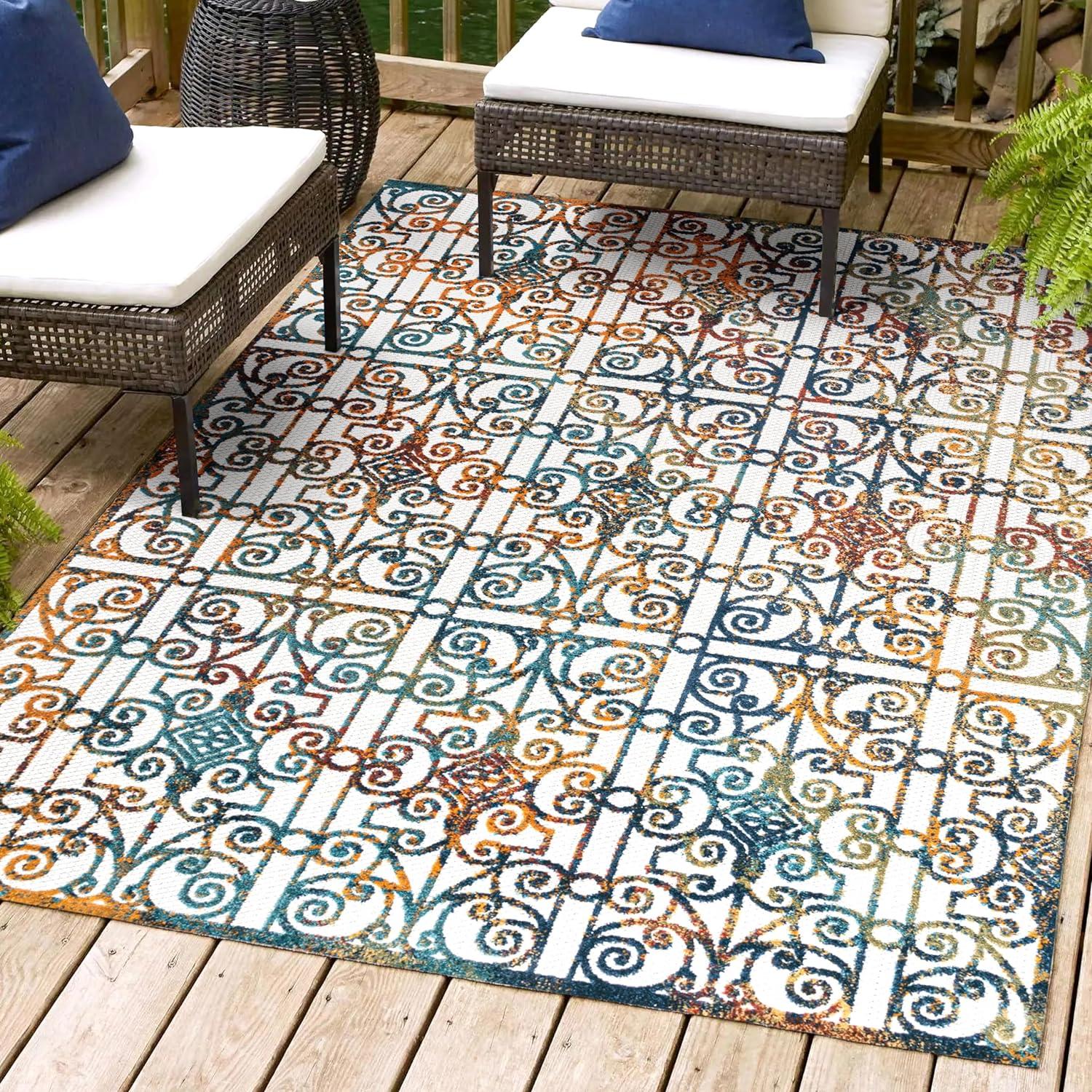 Cetara Ornate Trellis Indoor/Outdoor Runner Rug - JONATHAN Y