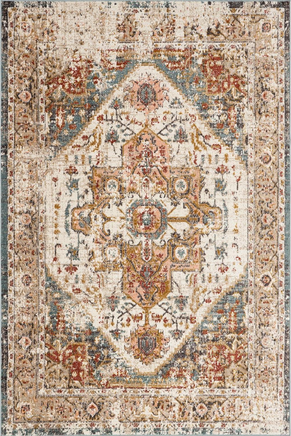 Nuloom 12x15 Justine Vintage Medallion Indoor Area Rug, Beige, Faded Persian Design, Stain Resistant, BedroomLiving Room, Kitchen,