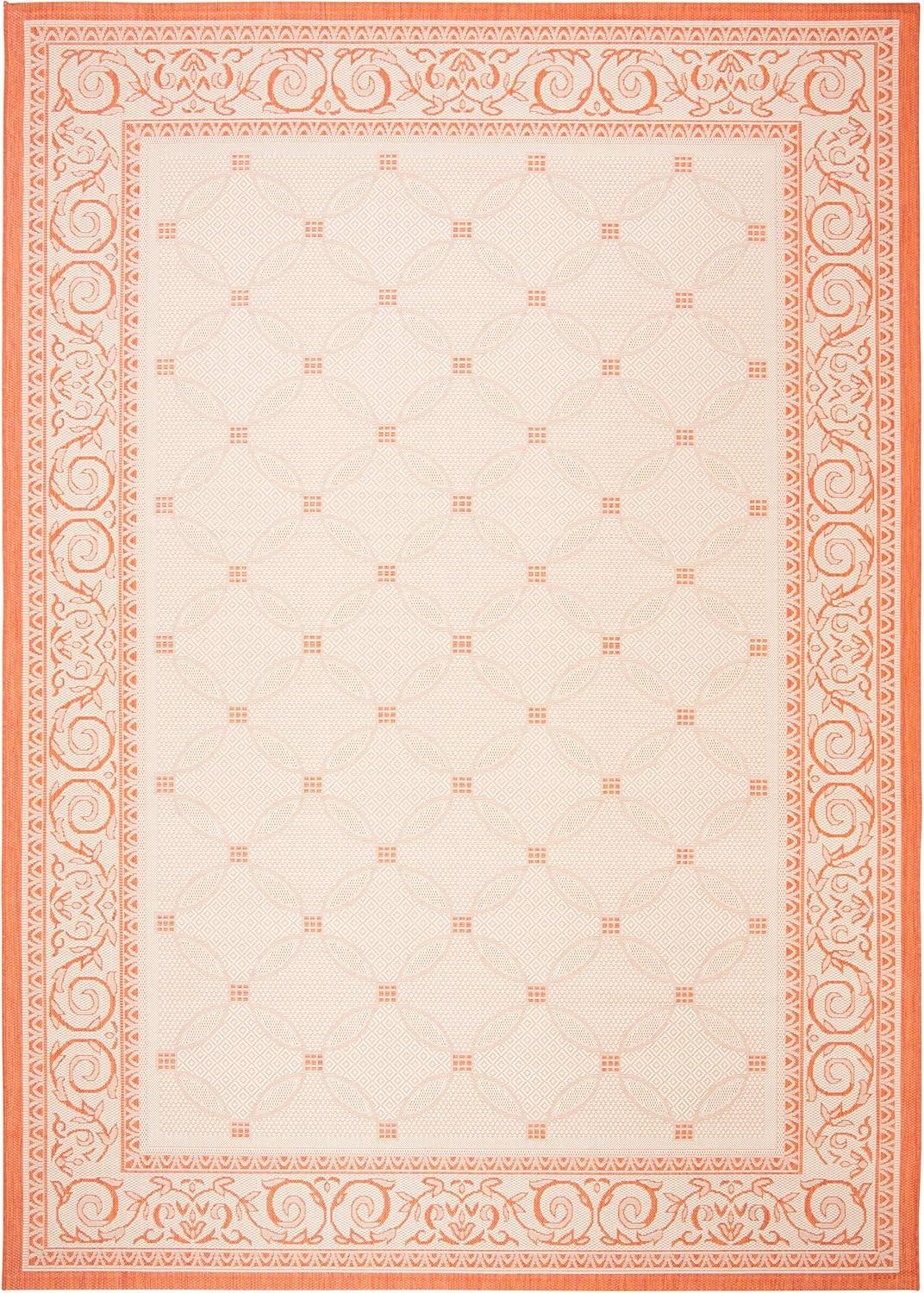 SAFAVIEH Courtyard Gaus Geometric Indoor/Outdoor Area Rug, 8' x 11', Natural/Terracotta