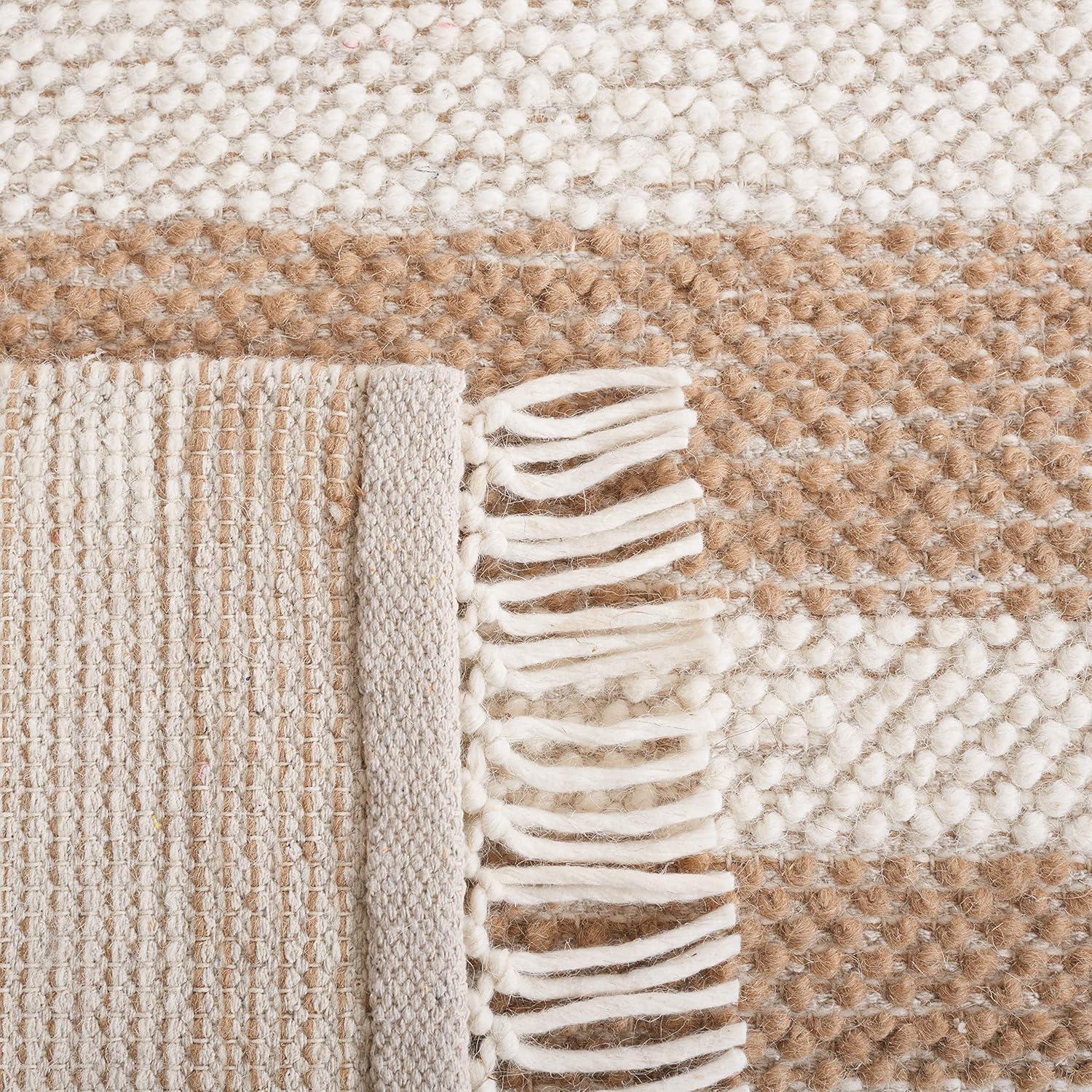 Natura NAT225 Flat Weave Indoor Area Rug - Ivory/Light Brown - 5'x8' - Safavieh