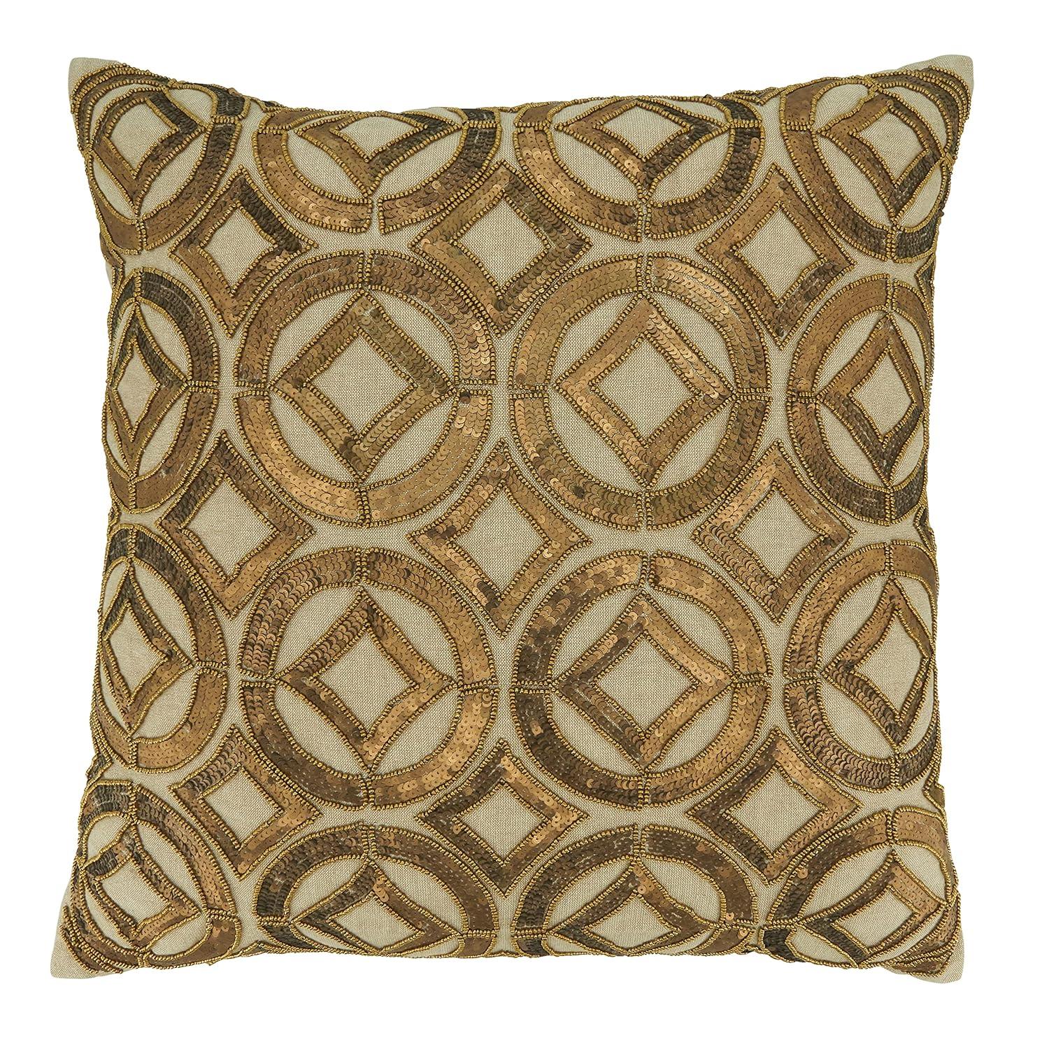 Saro Adelaide Design Sequined Cotton Throw Pillow