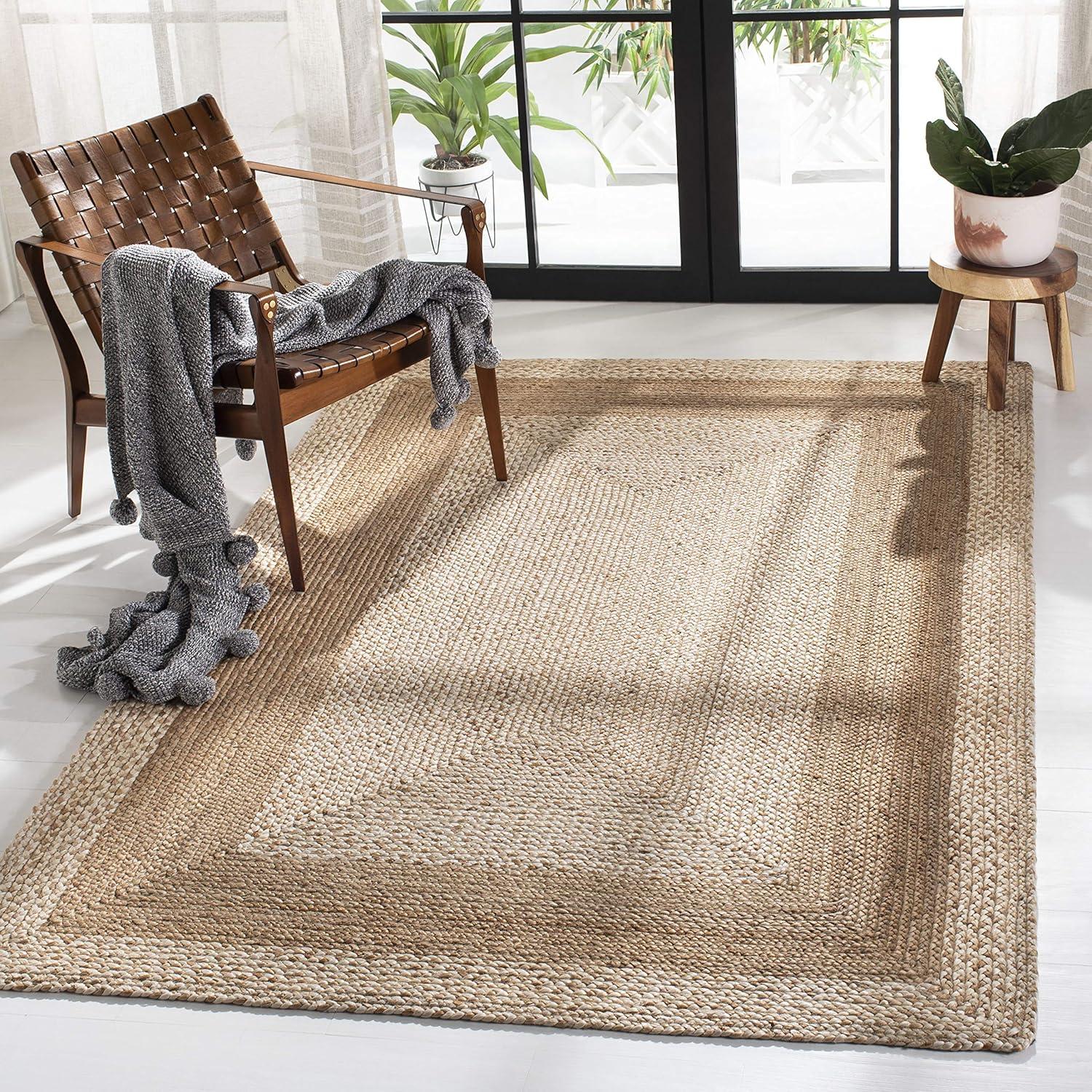 Handwoven Geometric Jute 3' x 5' Area Rug, Natural