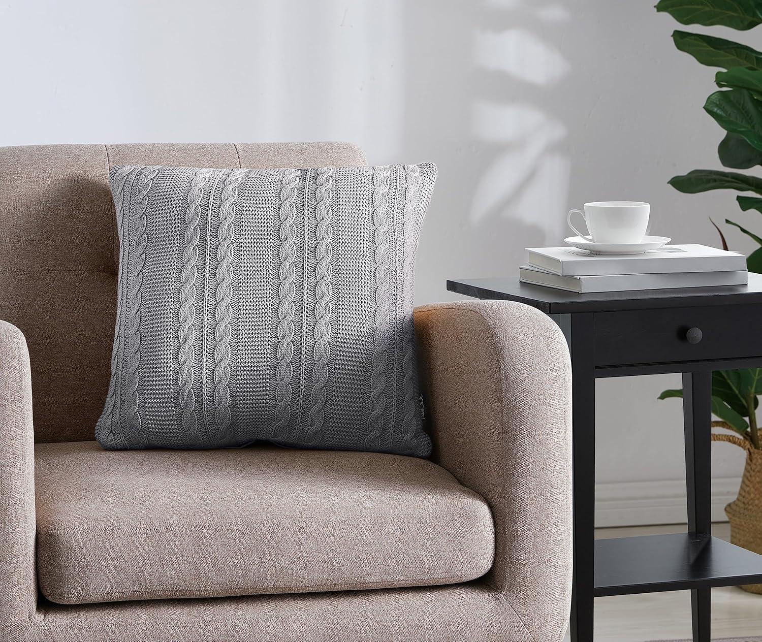 VCNY Dublin 18" x 18" Cable Knit Rectangular Decorative Pillow