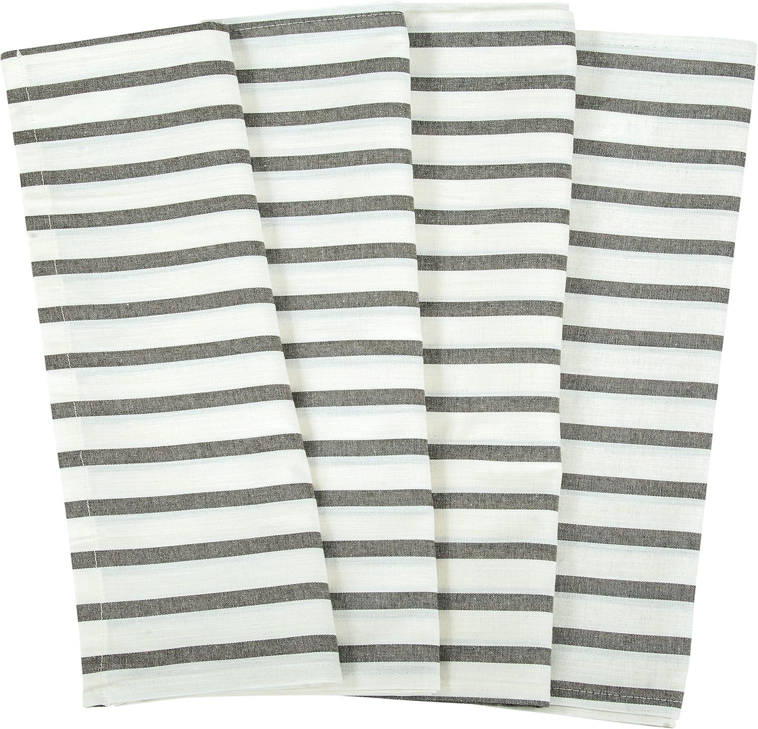 Royale Black and White Striped Cotton Kitchen Towel Set