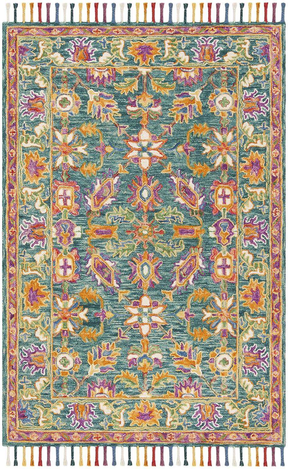 Aspen APN113 Hand Tufted Accent Rug - Turquoise/Purple - 2'3" X 5' - Safavieh.