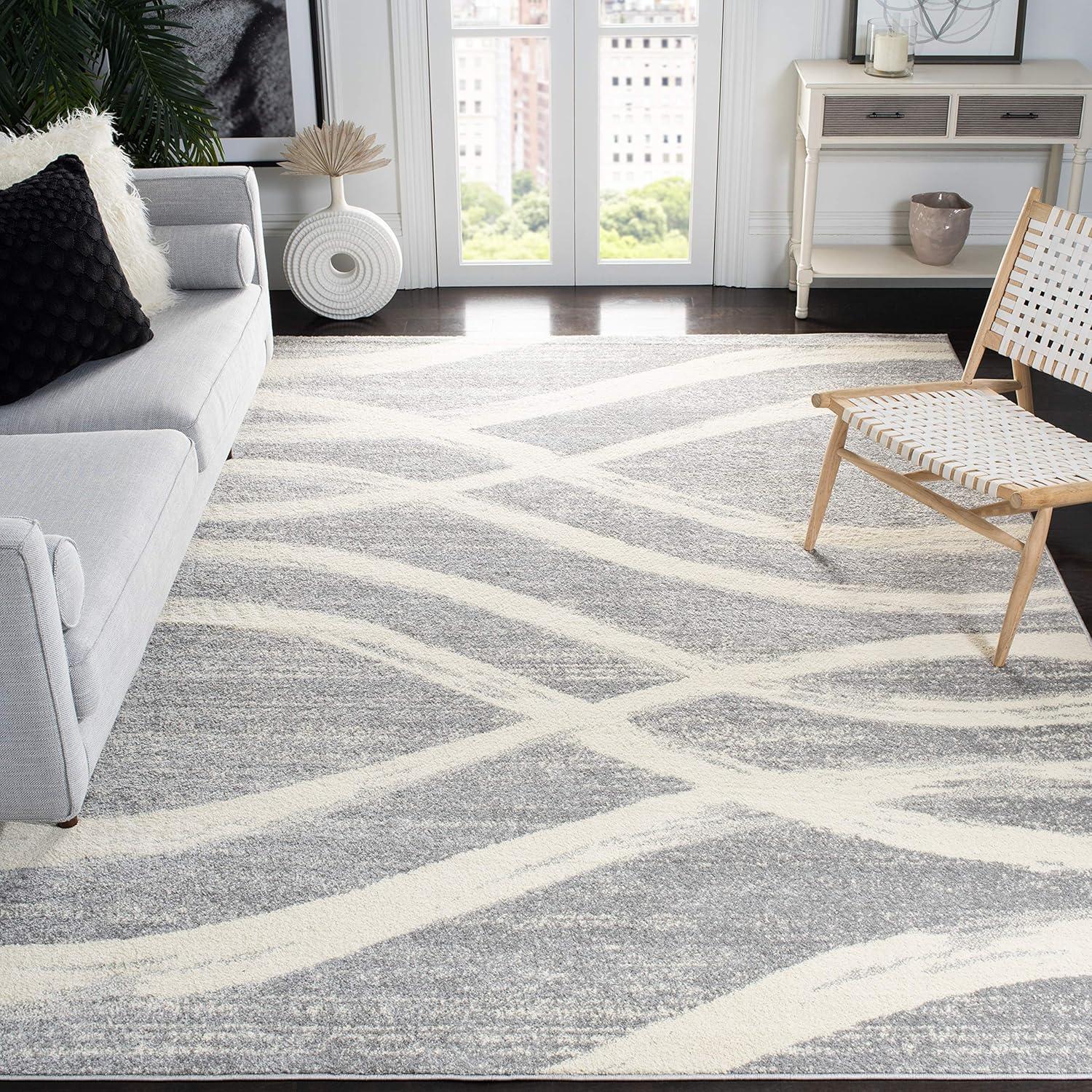 Adirondack ADR125 Machine Made Indoor Area Rug - Grey/Cream - 6'x6' - Safavieh