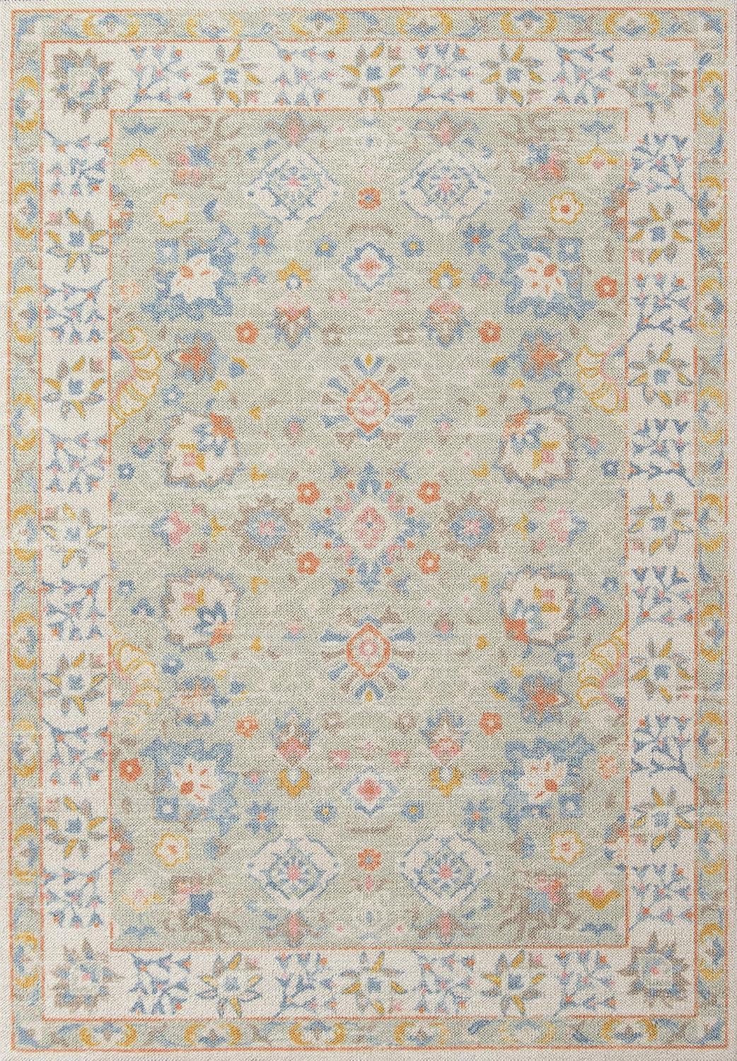 2'x3' Anatolia Riylnn Accent Rug Beige - Momeni: Wool & Nylon Area Rug, Bohemian Floral, Low Pile, Indoor Use
