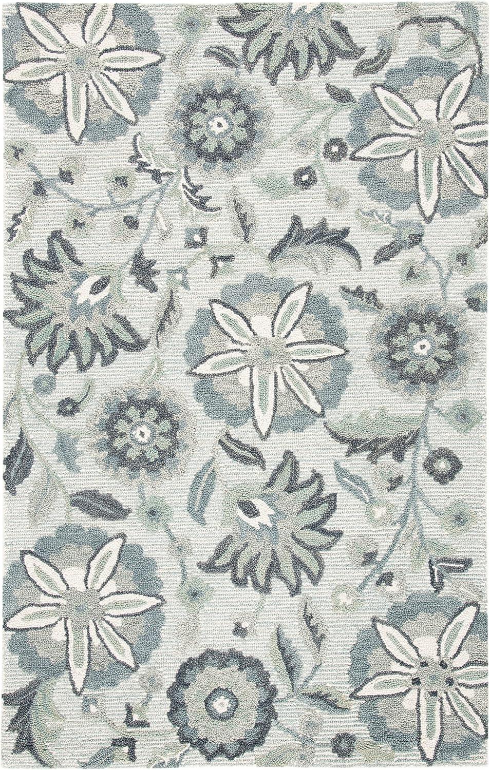Blossom BLM175 Hand Tufted Area Rug - Ivory/Blue - 8'x10' - Safavieh.