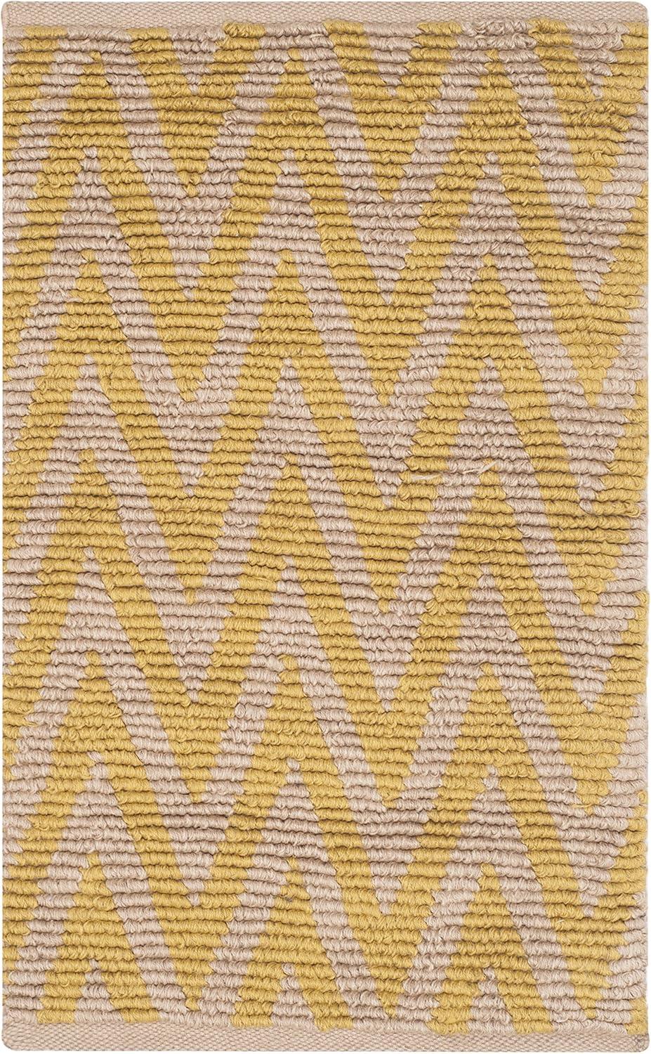 Natural Yellow Handwoven Chevron Cotton Area Rug