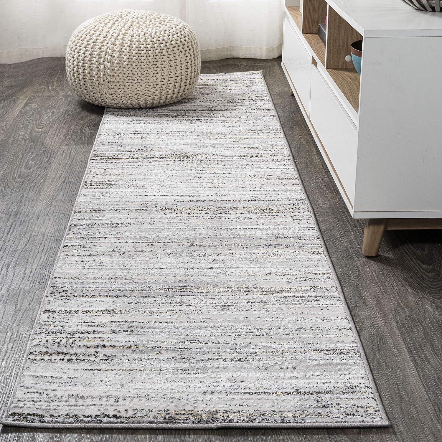 2'x10' Loom Modern Strie'  Runner Rug, Gray/Black - JONATHAN Y