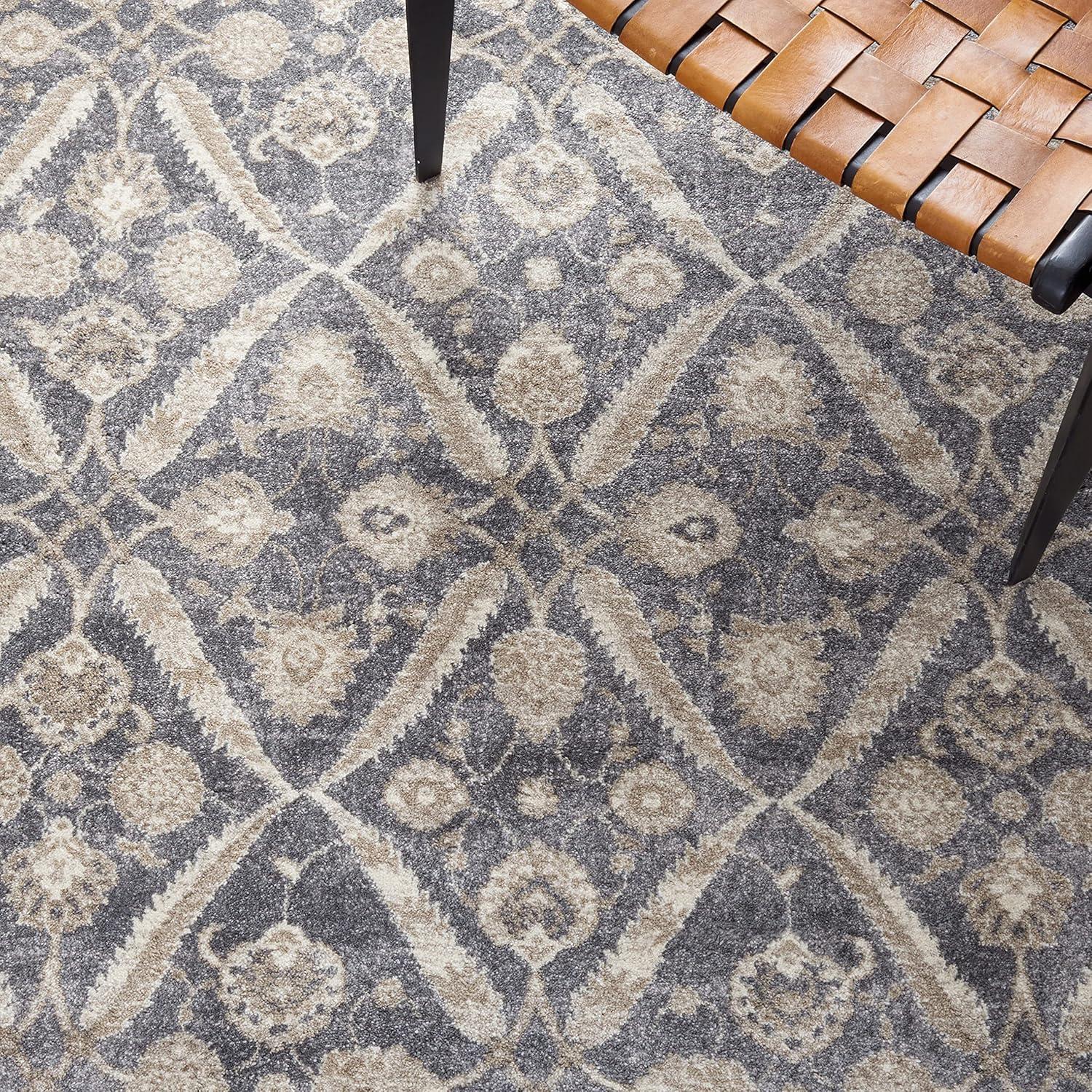 Sofia SOF378 Power Loomed Indoor Area Rug - Dark Grey/Beige - 6'7"x6'7" - Safavieh