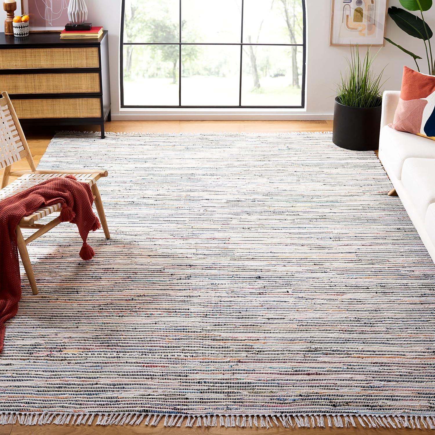 Rag Rug RAR125 Hand Woven Indoor Area Rug - Light Blue/Multi - 8'9"x11'9" - Safavieh.
