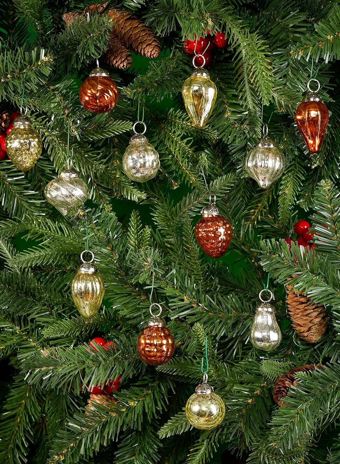 Serene Spaces Living Set of 12 Mini Copper Mercury Glass Ornaments for Holiday Décor, Measures 1.5" Long and 1.5" Diameter