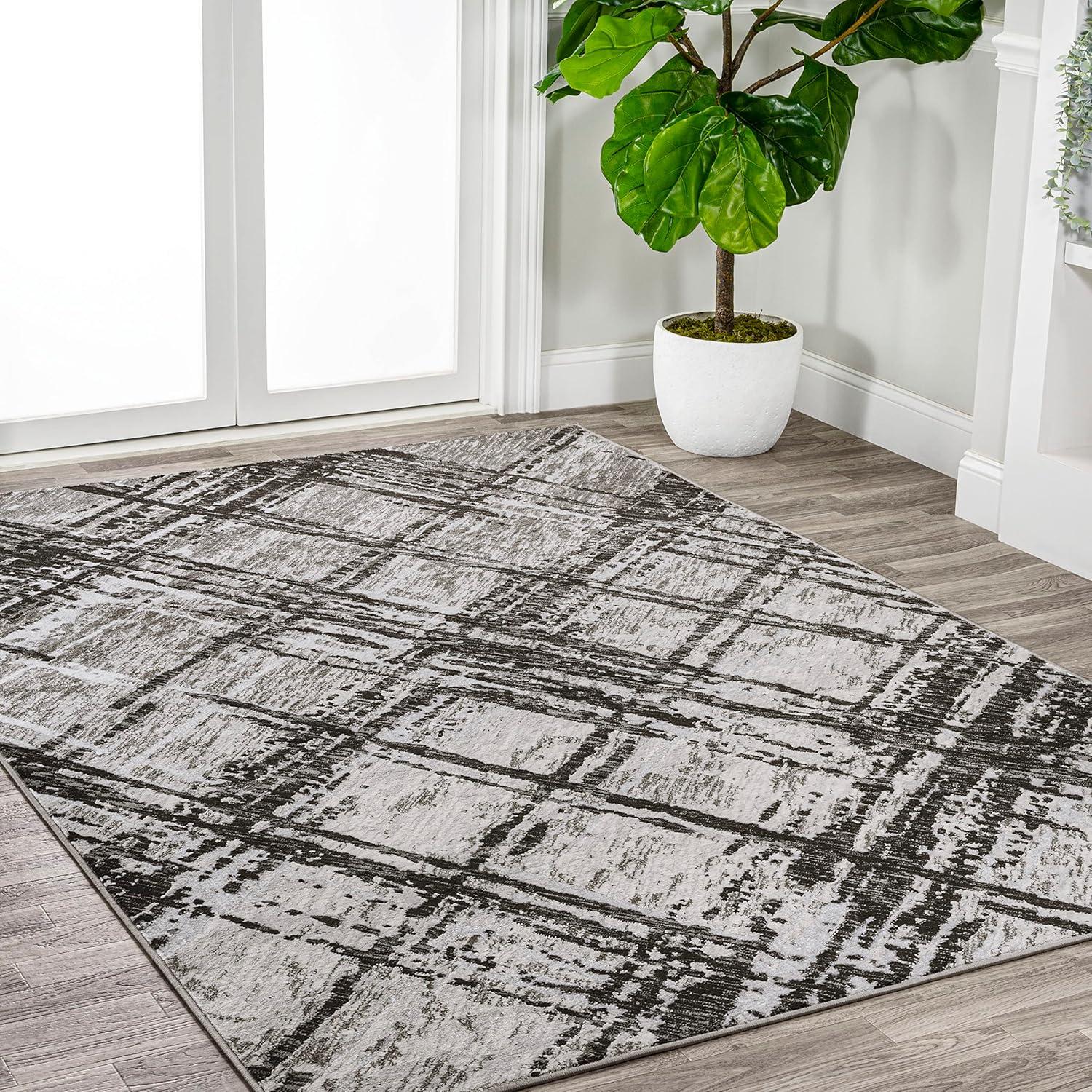 JONATHAN Y Slant Modern Abstract Black/Gray 3 ft. x 5 ft. Area Rug