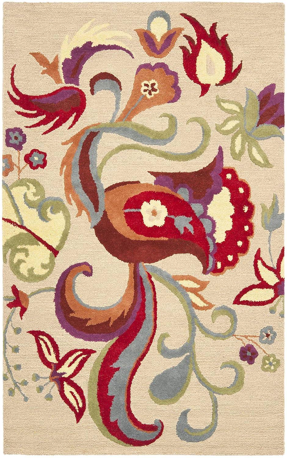 Blossom BLM680 Handmade Hooked Area Rug - Beige/Multi - 8' X 10' - Safavieh