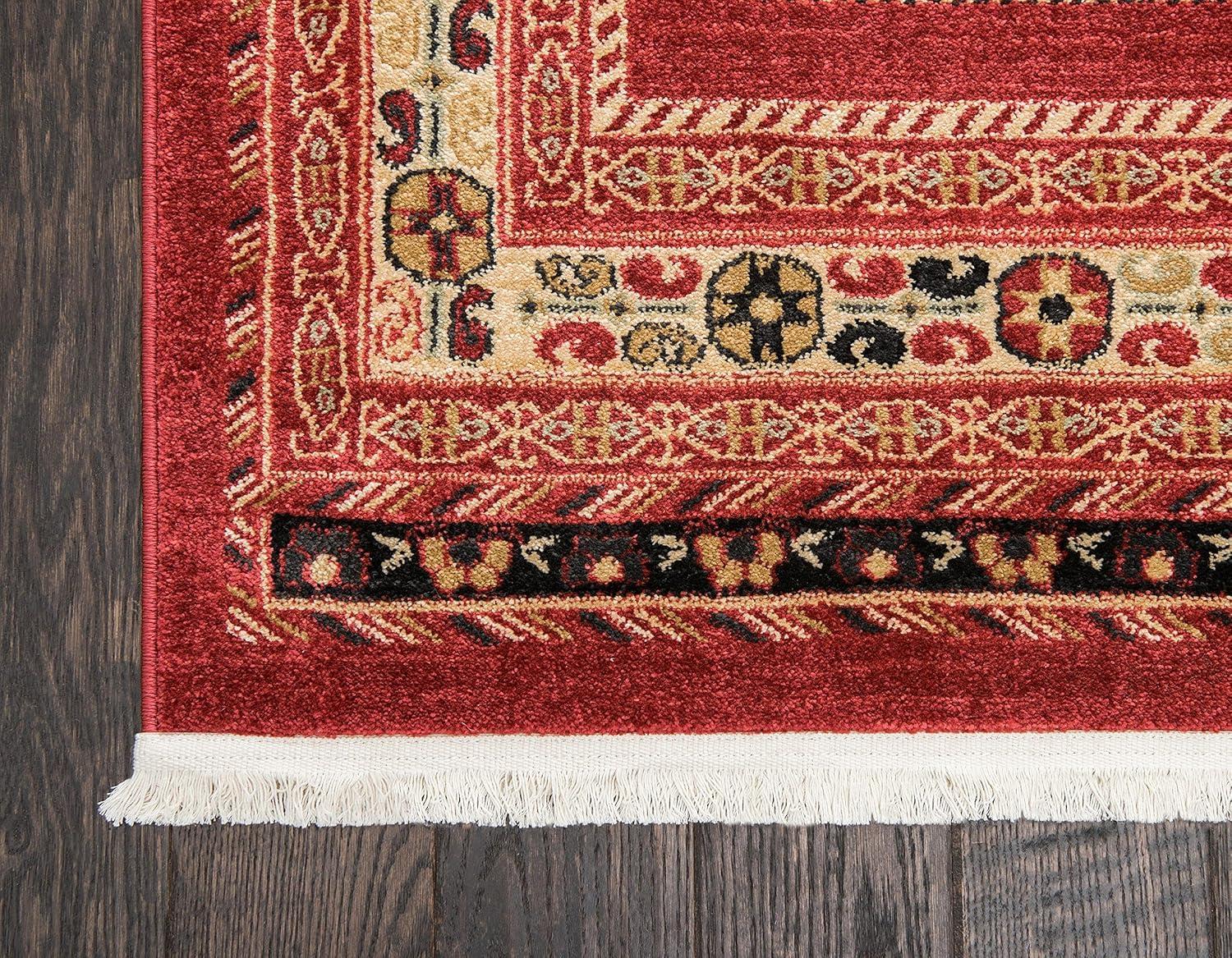 Unique Loom Pasadena Fars Rug Rust Red/Black 4' 1" x 6' 1" Rectangle Striped Modern Perfect For Living Room Bed Room Dining Room Office