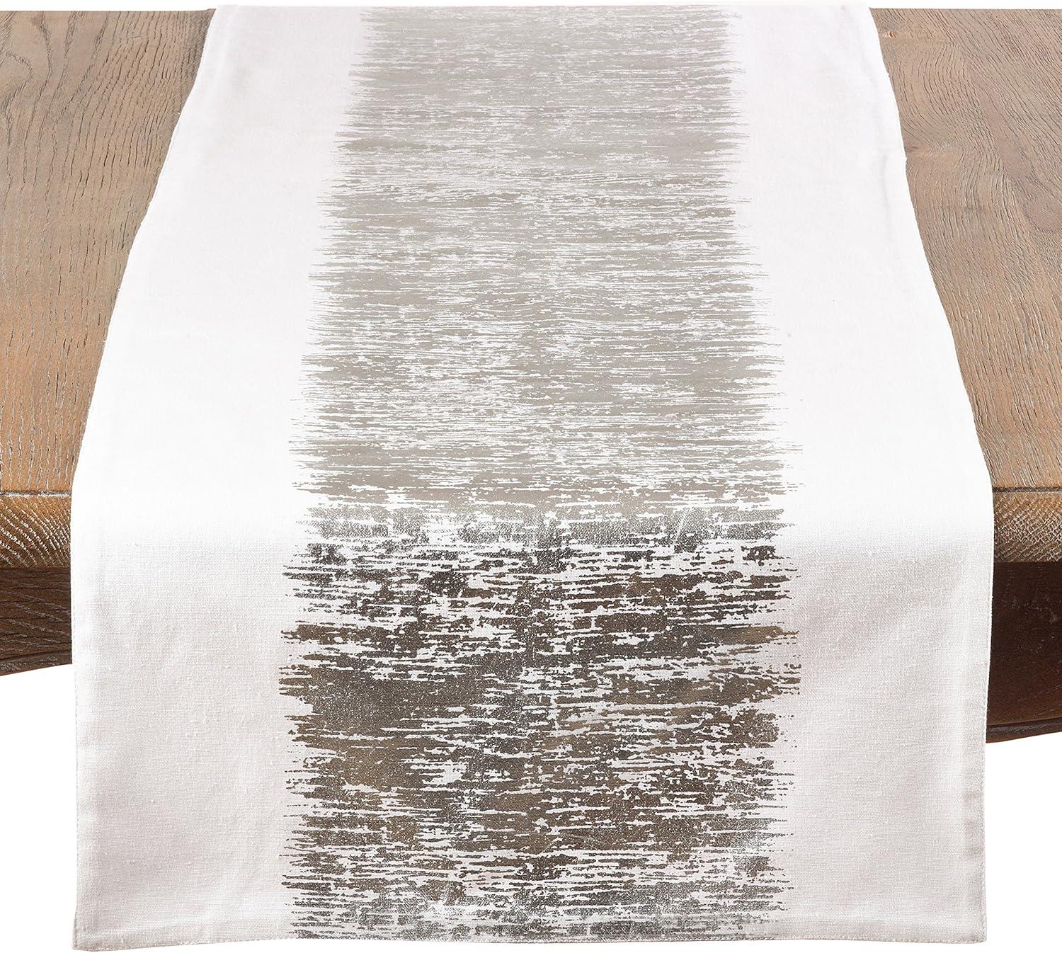 Saro Lifestyle Metallic Banded Design Runner, Silver, 16" x 72"