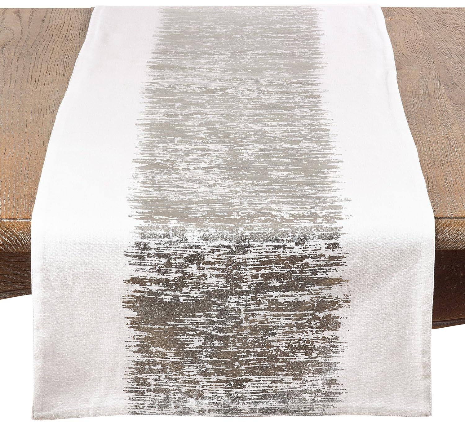Saro Lifestyle Metallic Banded Design Runner, Silver, 16" x 72"