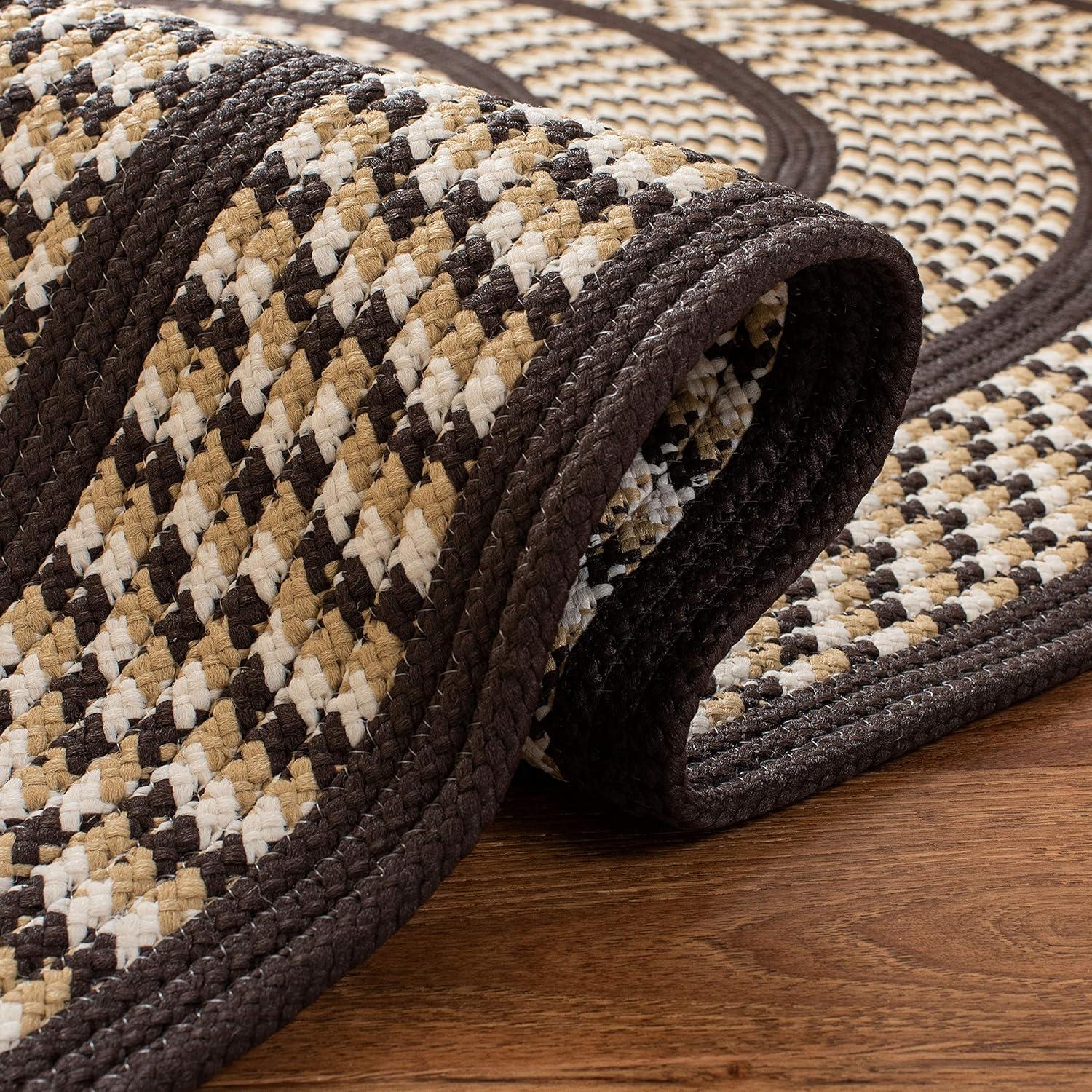 SAFAVIEH Braided Tanisha Bordered Reversible Area Rug, Ivory/Dark Brown, 8' x 10' Oval