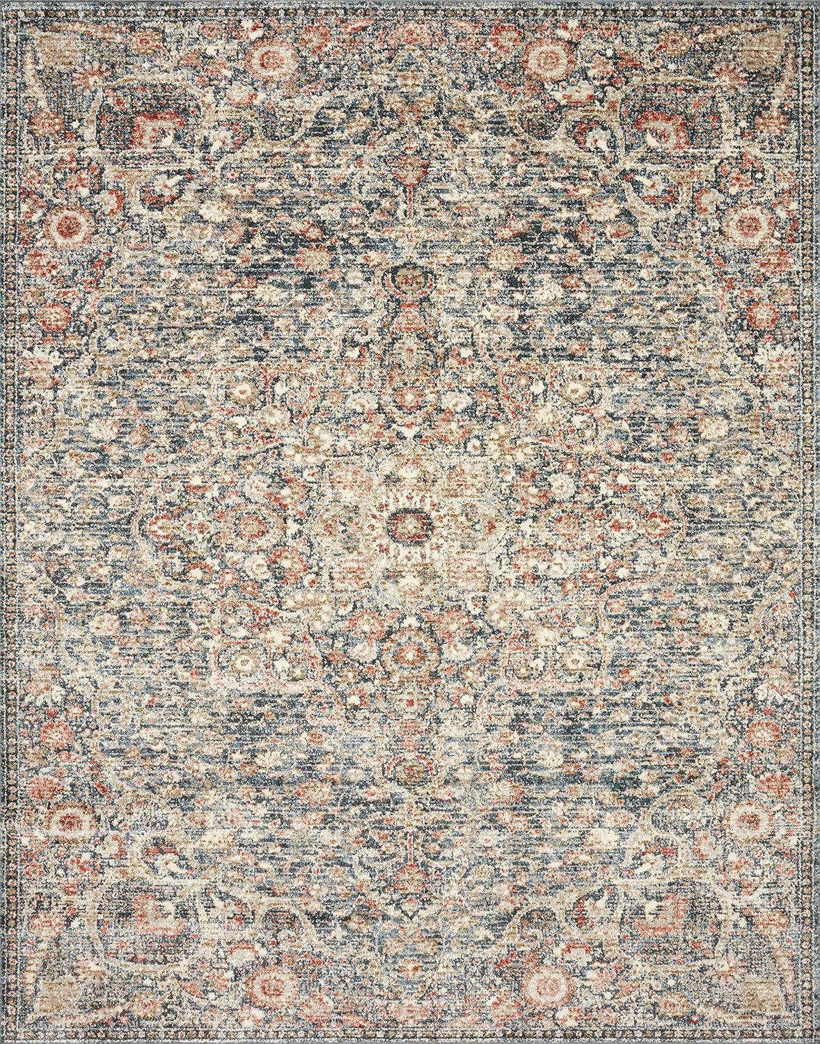 Saban Spice & Blue 45"x69" Synthetic Stain-Resistant Area Rug