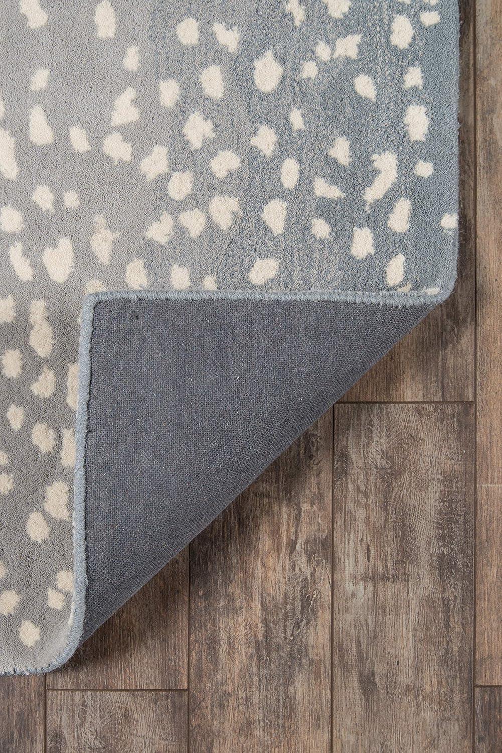 Woodland Animal Print Handmade Tufted Wool Gray/Blue Area Rug