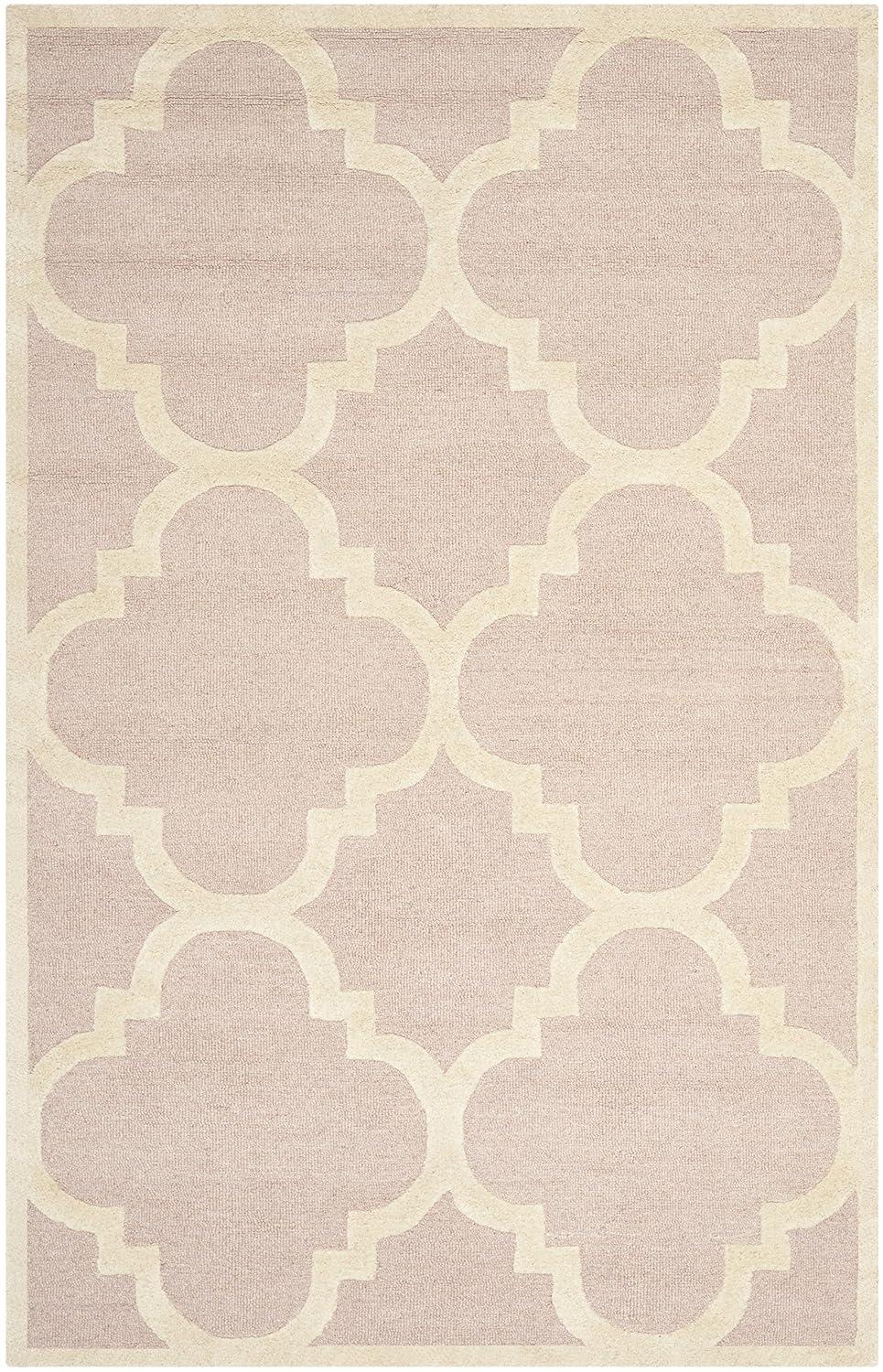 SAFAVIEH Cambridge Justine Geometric Wool Area Rug, Light Pink/Ivory, 5' x 8'