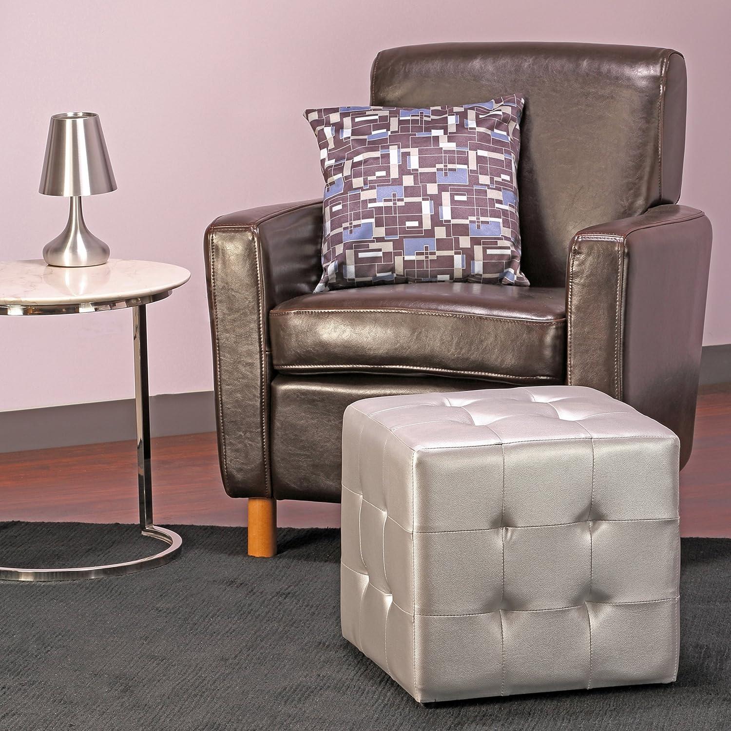 Faux Leather Ottoman