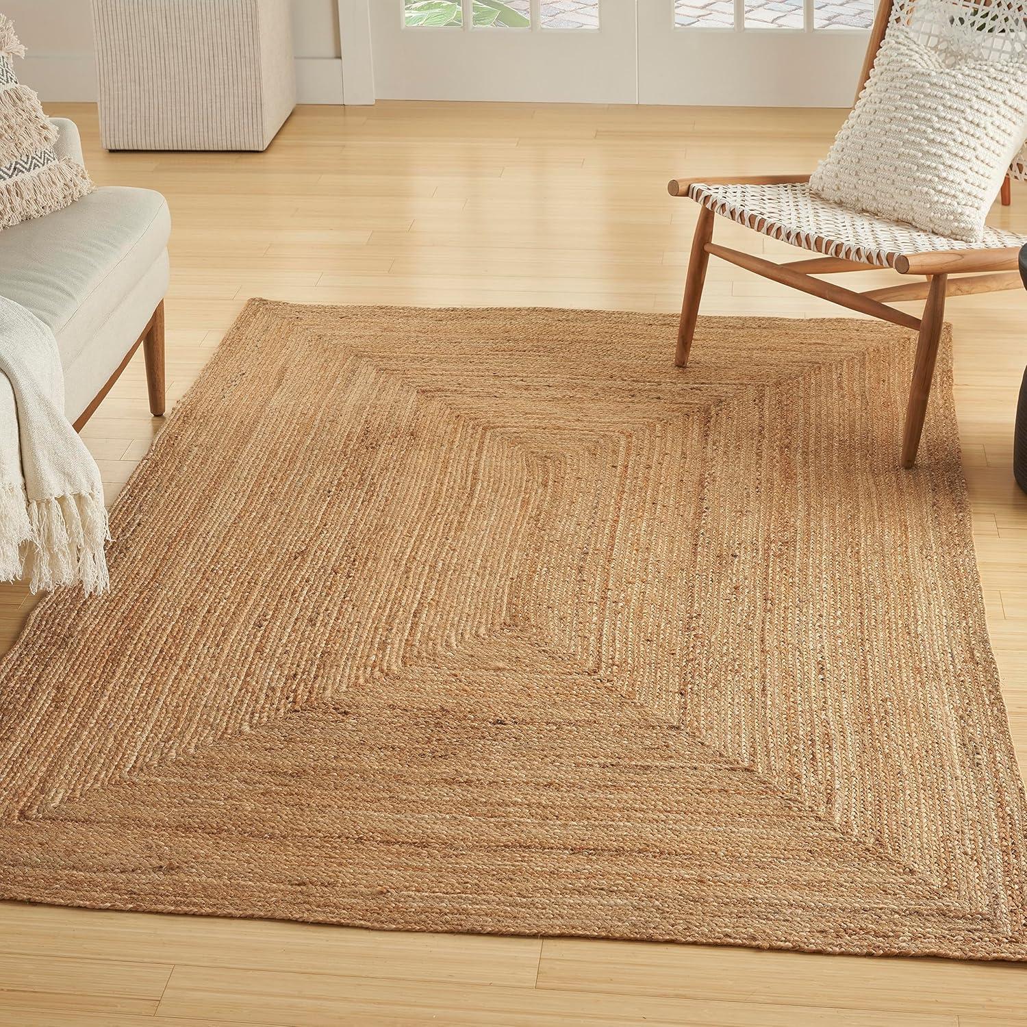 Nourison Handwoven Natural Jute Indoor Area Rug Natural 4' x 6'
