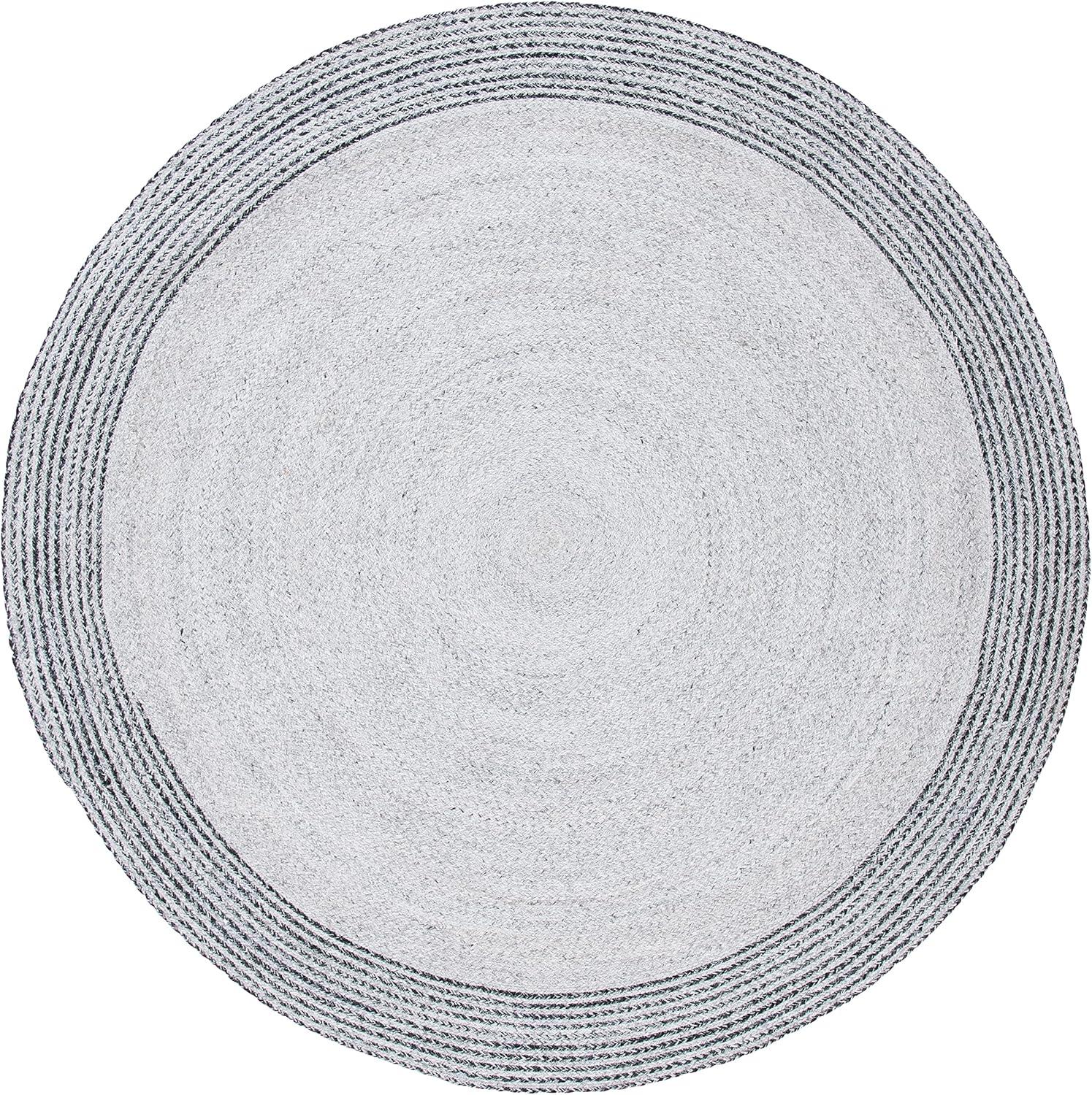 Handmade Round Gray Synthetic Area Rug, 7' Diameter