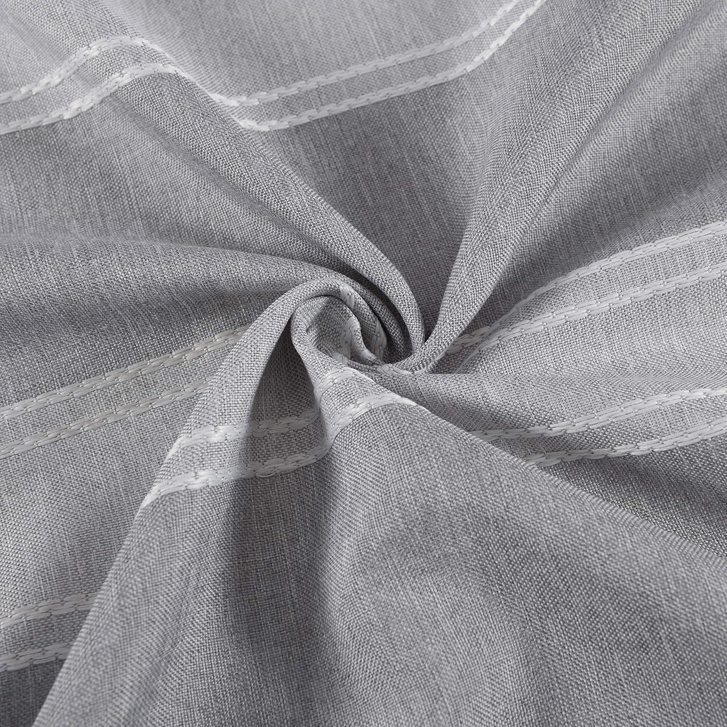 Dainty Home Madison Striped Textured Embossed Weaved Striped Cotton Feel Designed Fabric Shower Curtain 70W x 72L in Silver