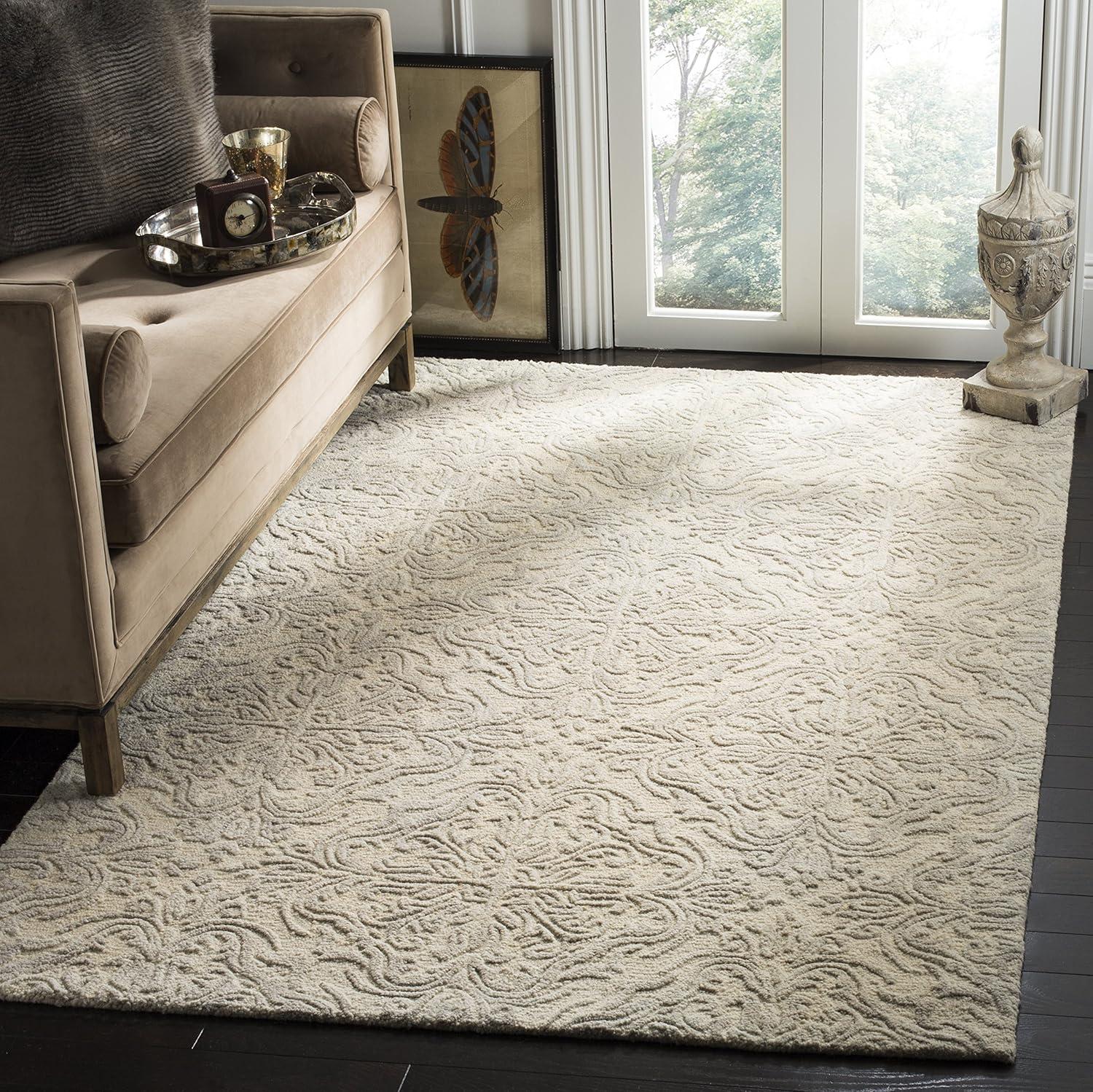 Blossom BLM103 Hand Tufted Area Rug - Ivory/Grey - 4'x4' - Safavieh.