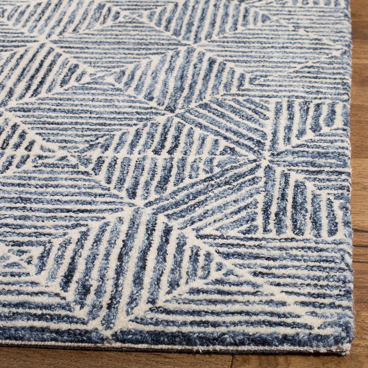 Abstract ABT763 Handmade Indoor Area Rug - Blue - 6'x6' - Safavieh