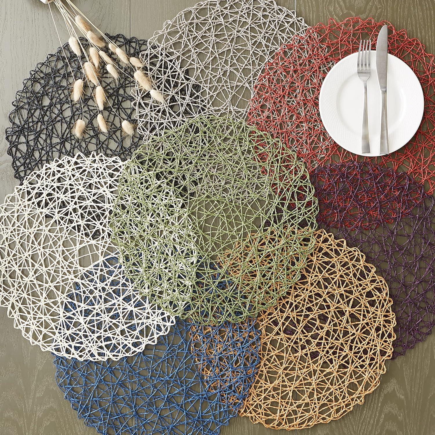 Gray Woven Paper Round Placemat (Set of 6)