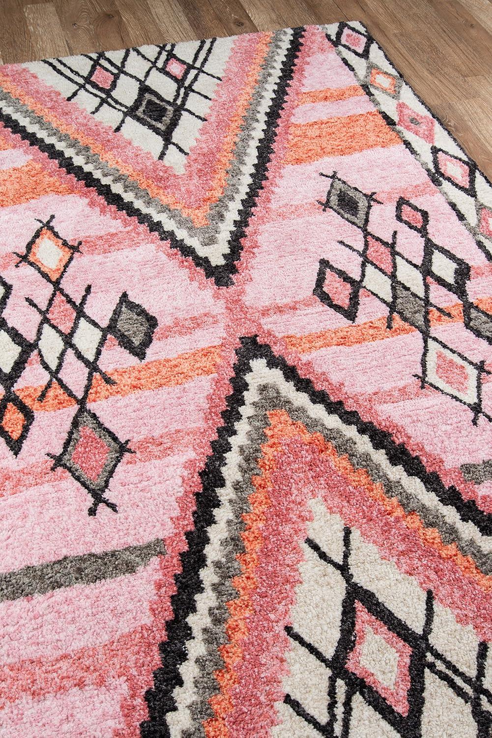 2'3"x8' Shapes Tufted Runner Rug Pink - Momeni: Modern Handmade Hallway Rug, Polyester, Medium Pile, Indoor Use