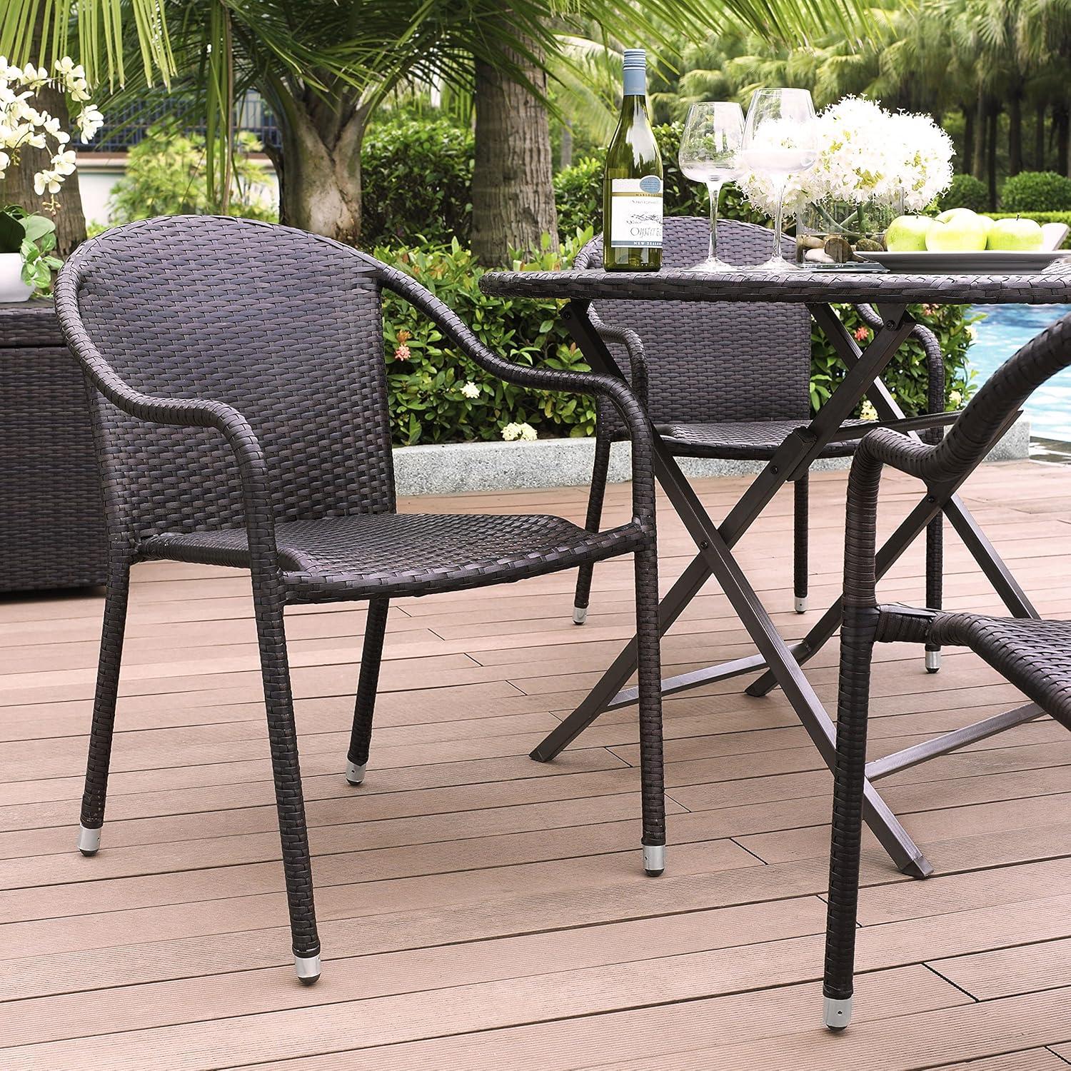 Palm Harbor Black Wicker Outdoor Bistro Chair Set