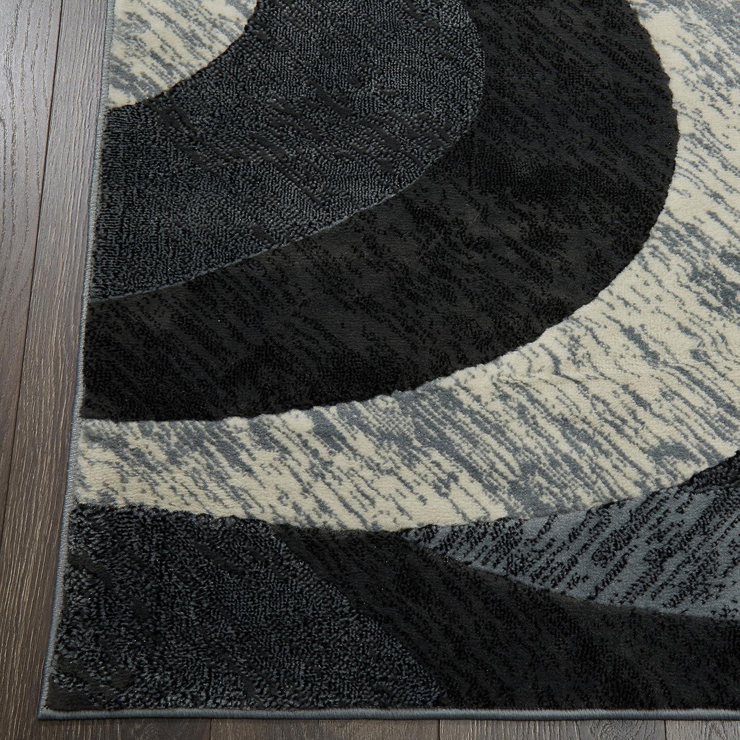 Elegant Gray 40" Tufted Synthetic Area Rug with Abstract Swirl Design