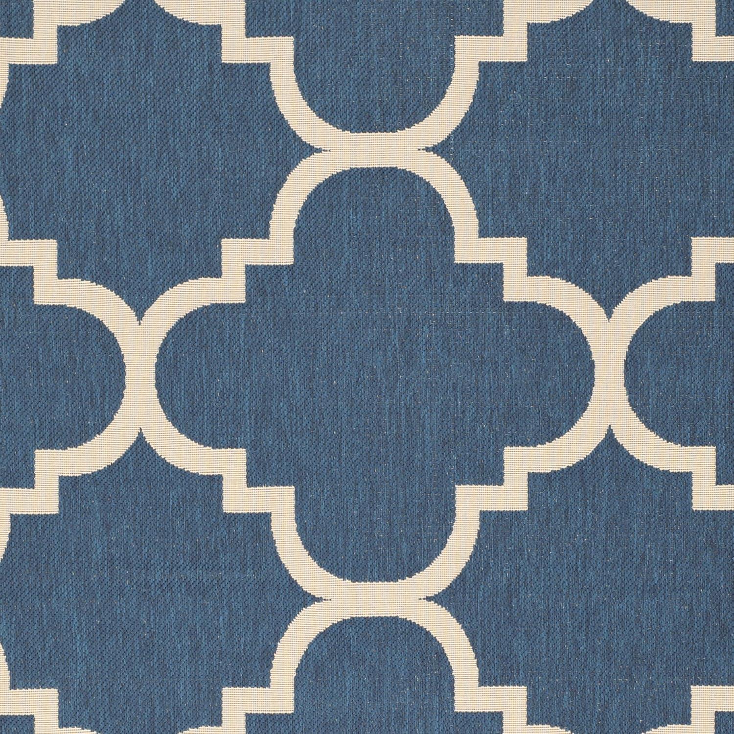 Safavieh Courtyard Becky Quatrefoil Indoor/Outdoor Area Rug, 6'7" x 9'6", Navy/Beige