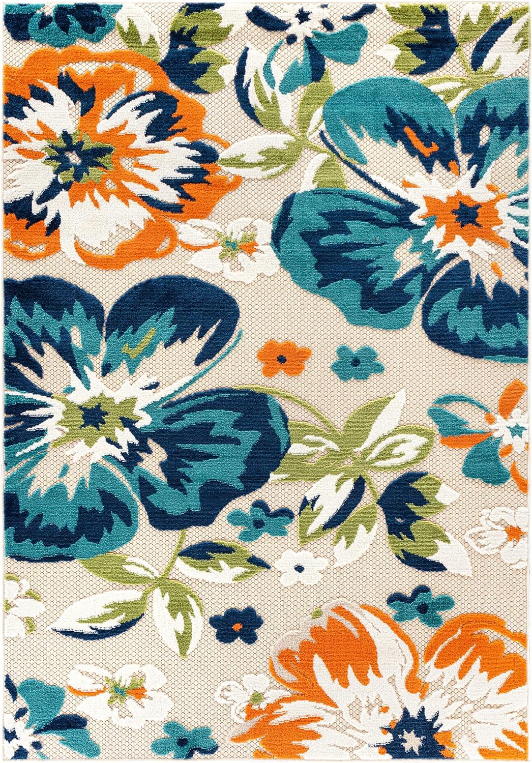 World Rug Gallery Bergamo Contemporary Floral Indoor/Outdoor Area Rug