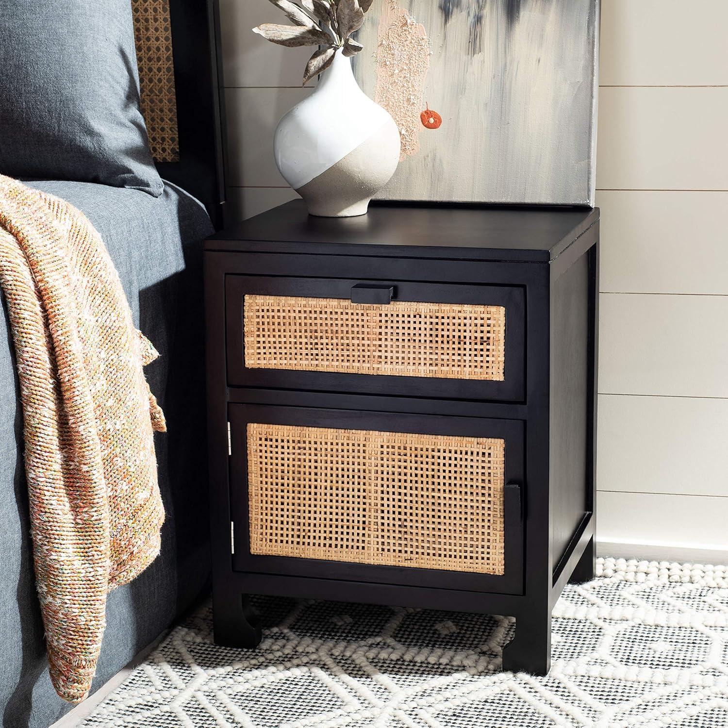 Miya 1 Drawer Nightstand - NST5012 - Black/Natural - Safavieh