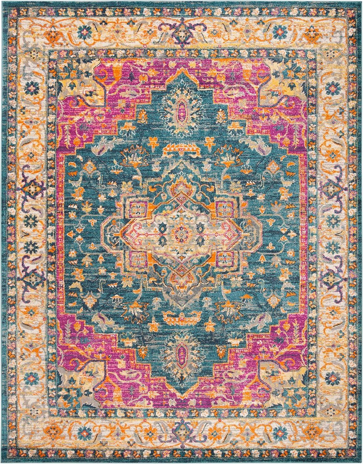 Blue Multi 4' x 6' Synthetic Floral Motif Area Rug