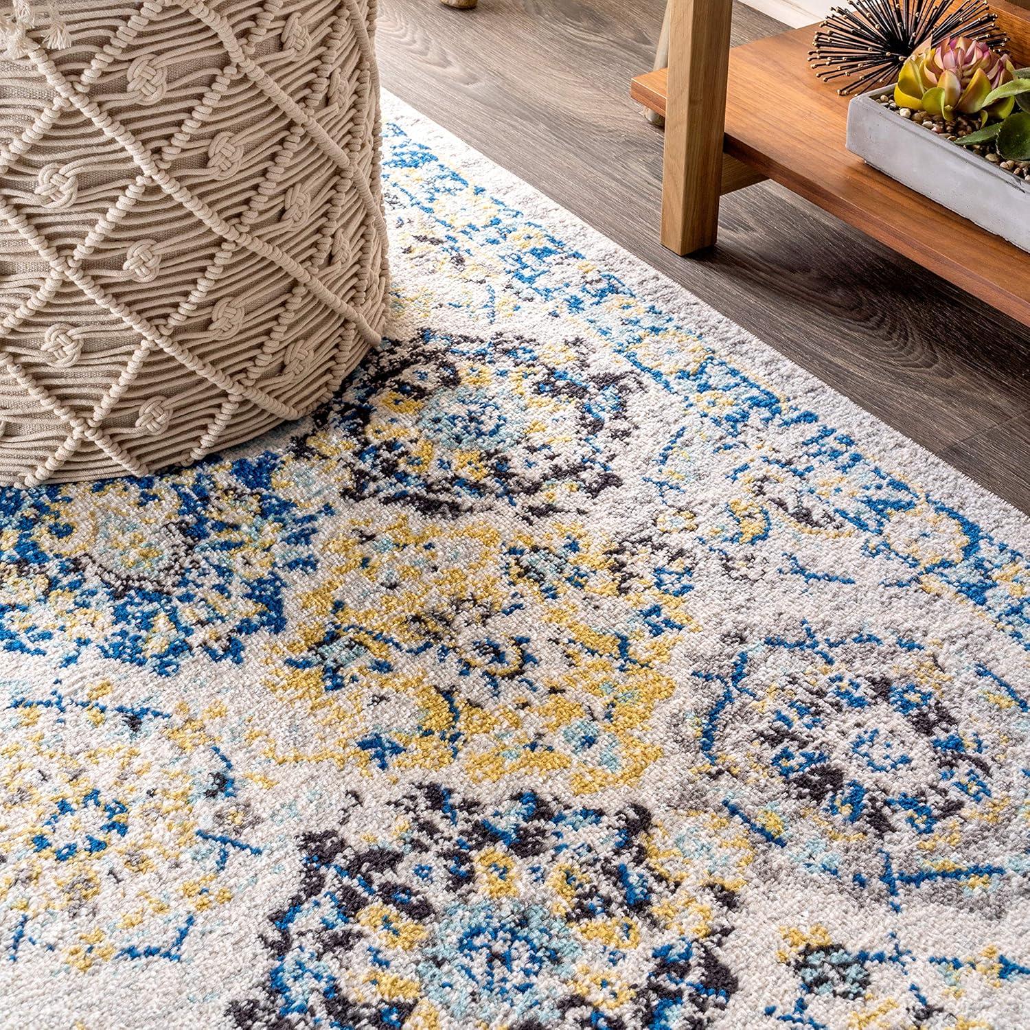 8'x10' Modern Persian Boho Vintage Trellis Area Rug, Blue/Multi - JONATHAN Y