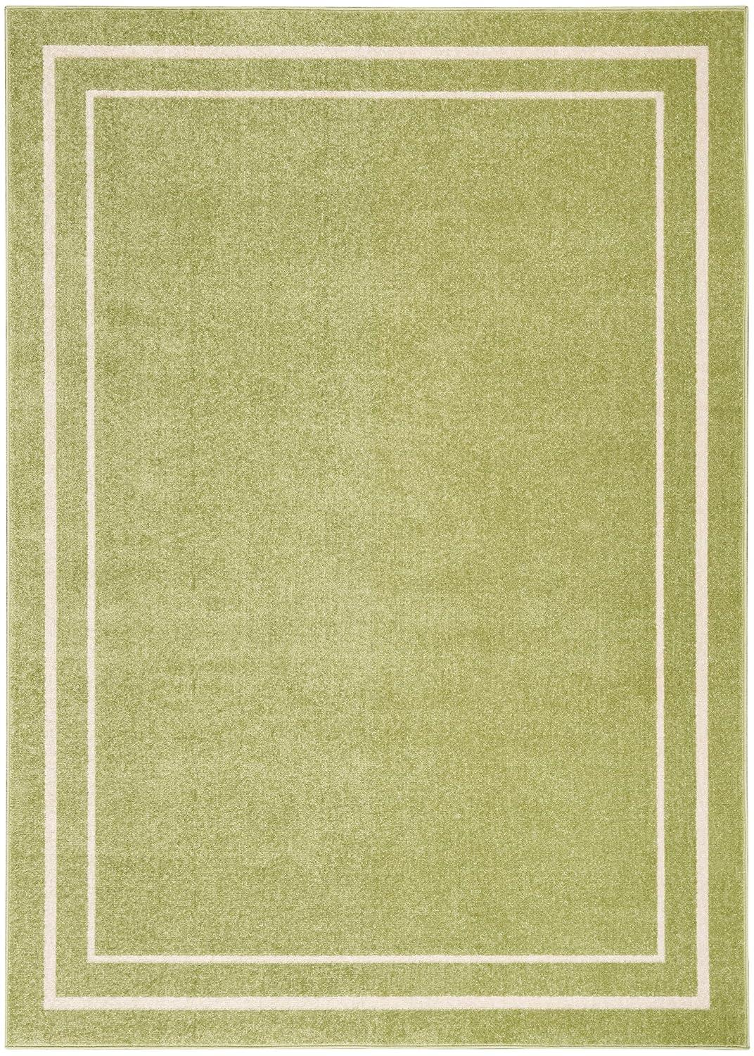 Nourison Essentials 5' x 7' Green Ivory Contemporary Bordered Indoor/Outdoor Area Rug